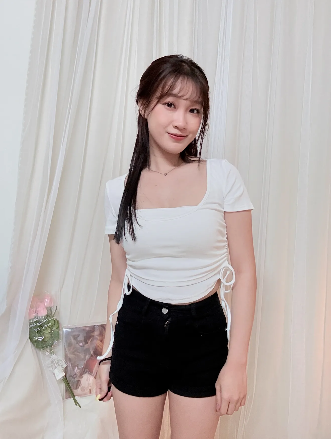 韓系顯瘦-兩側抽繩真兩件式Bratop套裝