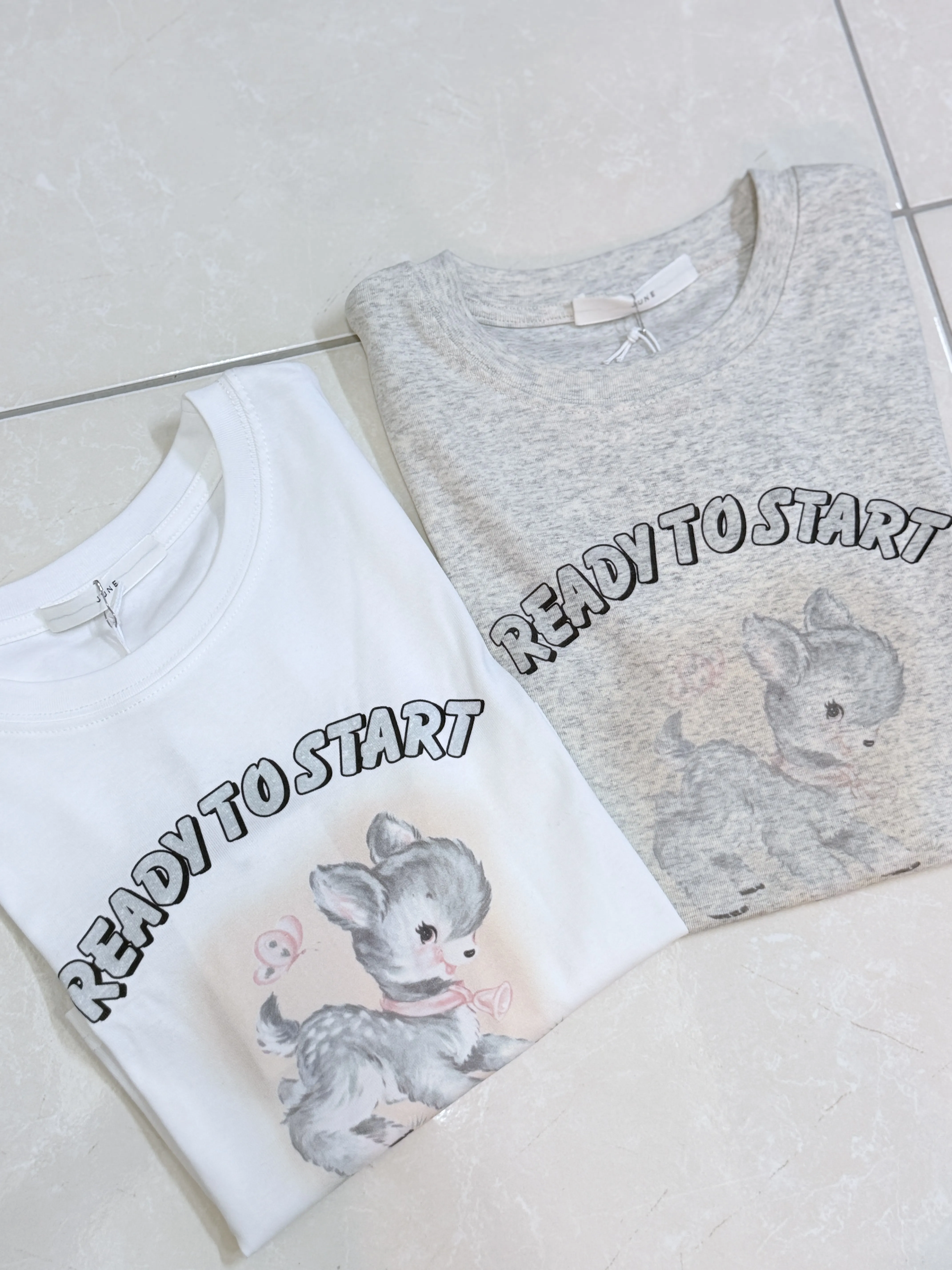 日常可愛-甜辣小鹿斑比卡通圓領小T