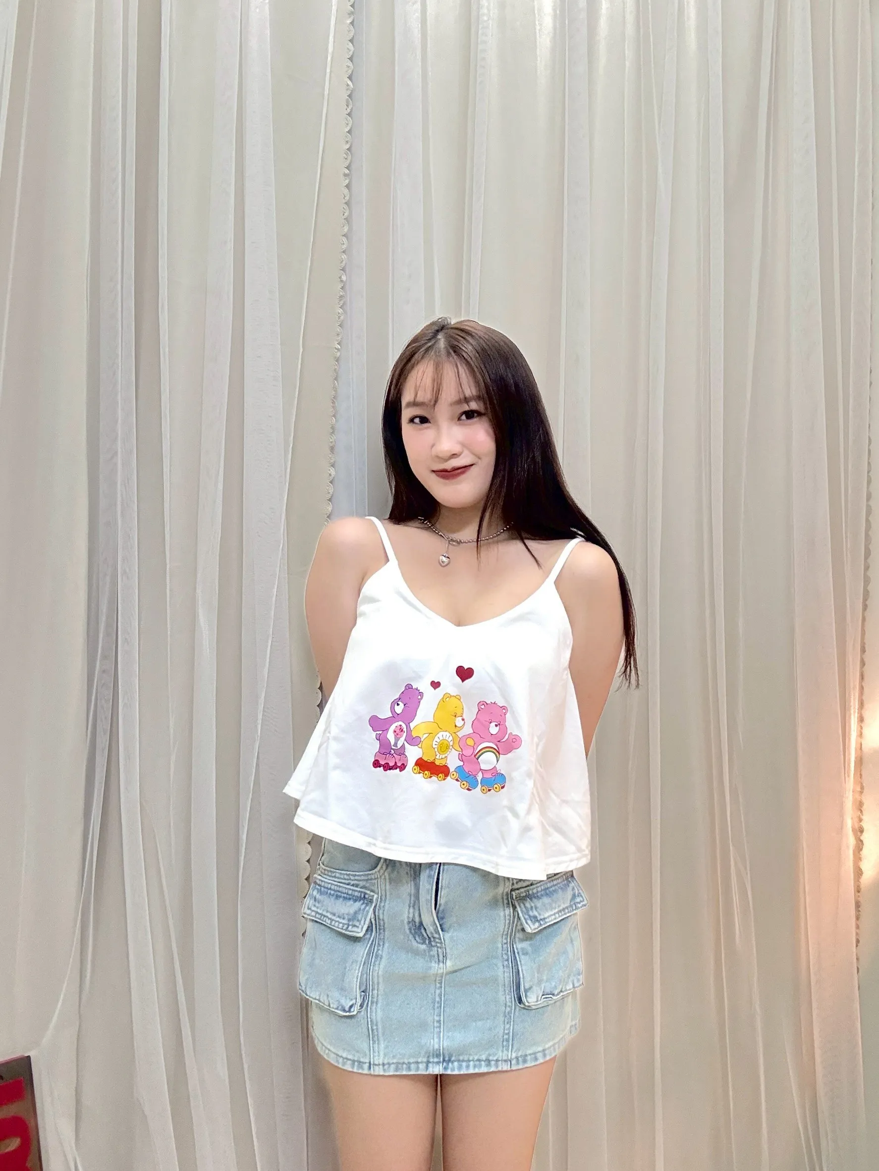 海邊必穿-彩虹小熊細肩傘洋上衣