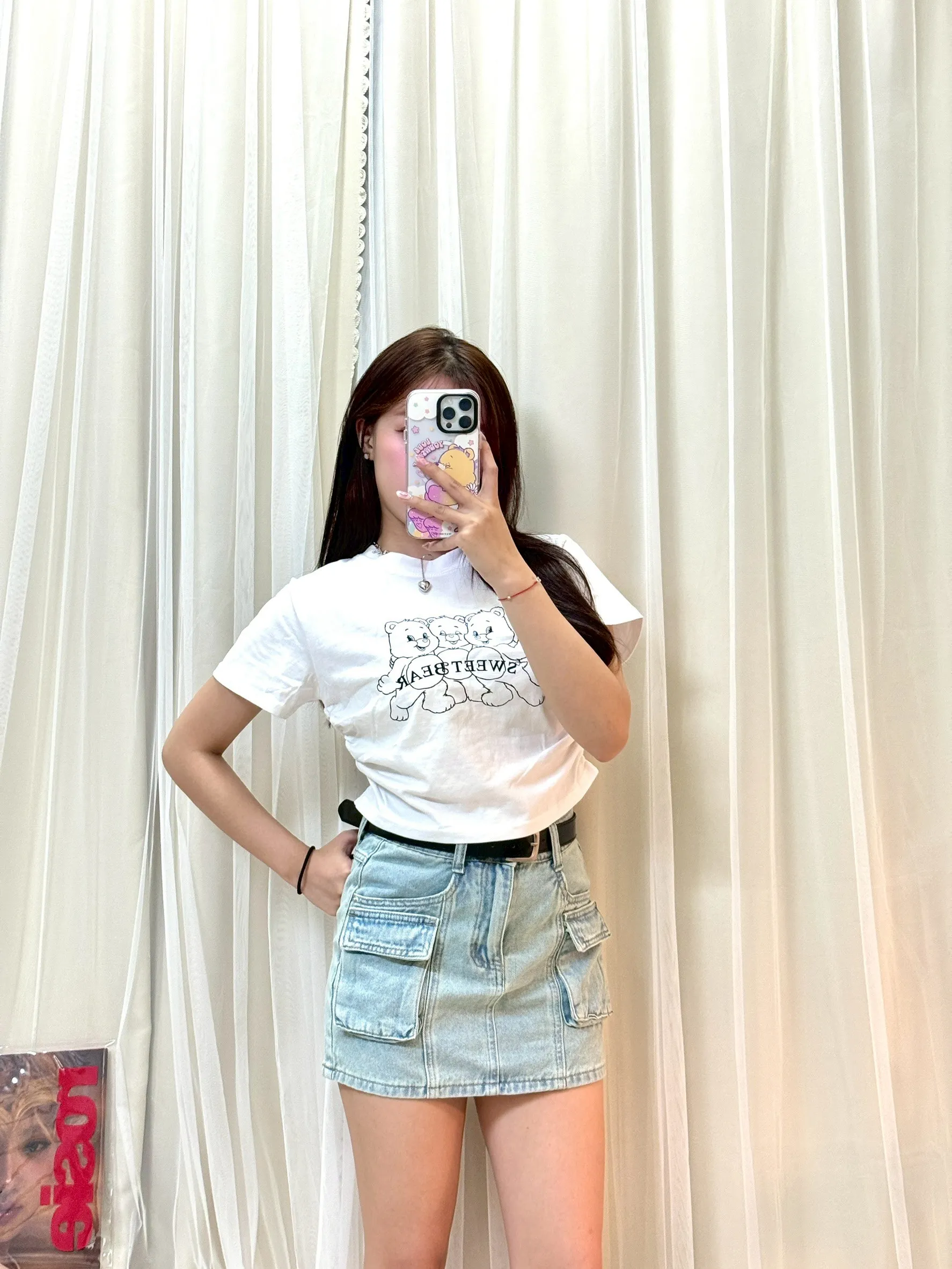 美式復古－美式復古工裝口袋半身裙＋腰帶