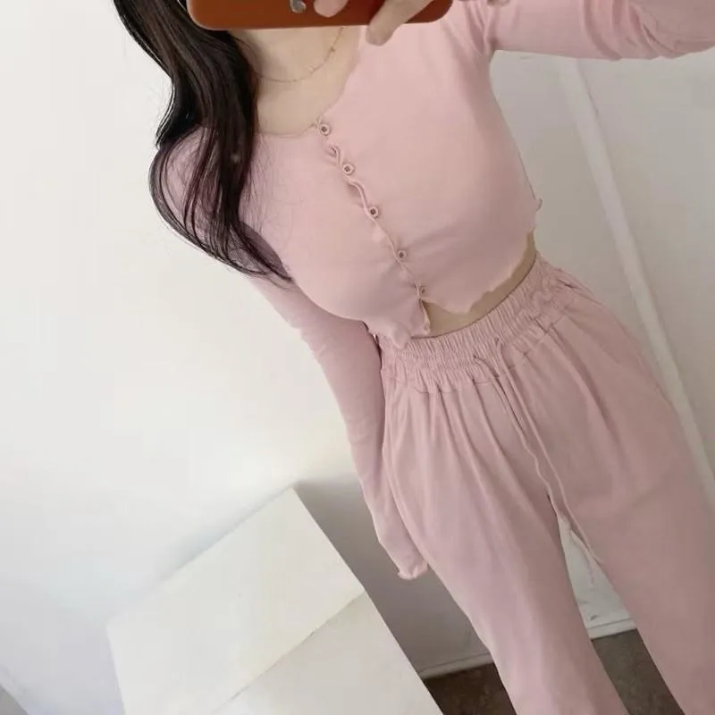 正韓木耳邊休閒兩件套裝