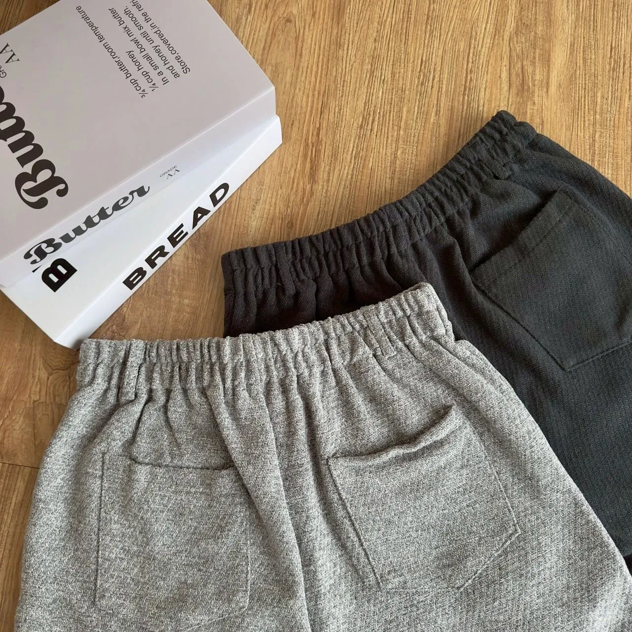 包釦立體口袋毛料短褲