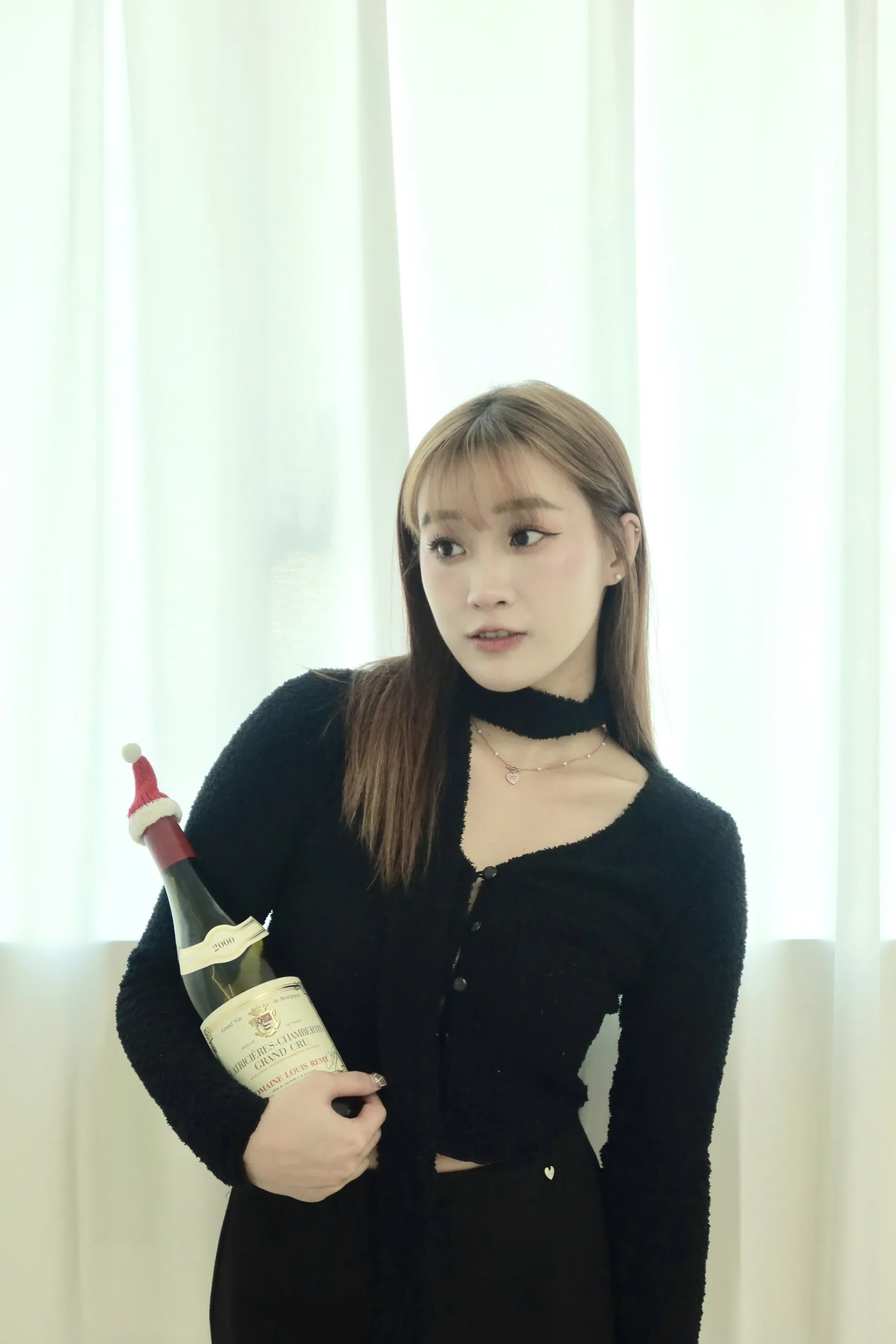 正韓QQ毛圍巾鈕扣套裝