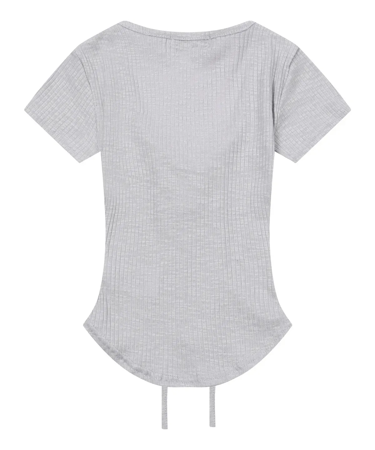 【預購】 MUCENT SARON EYELET LACE-UP SLIM FIT HALF T 前綁帶 下圓弧 修身上衣