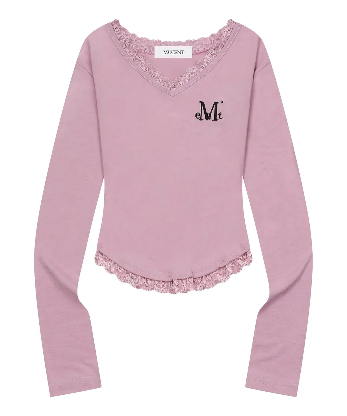 【預購】 MUCENT SUNNIOR LACE V-NECK LONG SLEEVE T 熱銷款 蕾絲 Ｖ領修身上衣