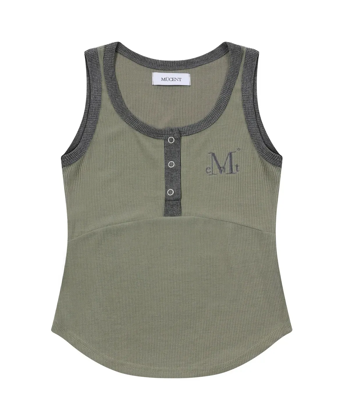 【預購】 MUCENT COLOR-POP BUTTON CROP SLEEVELESS 滾邊 配色 下圓弧 修身背心