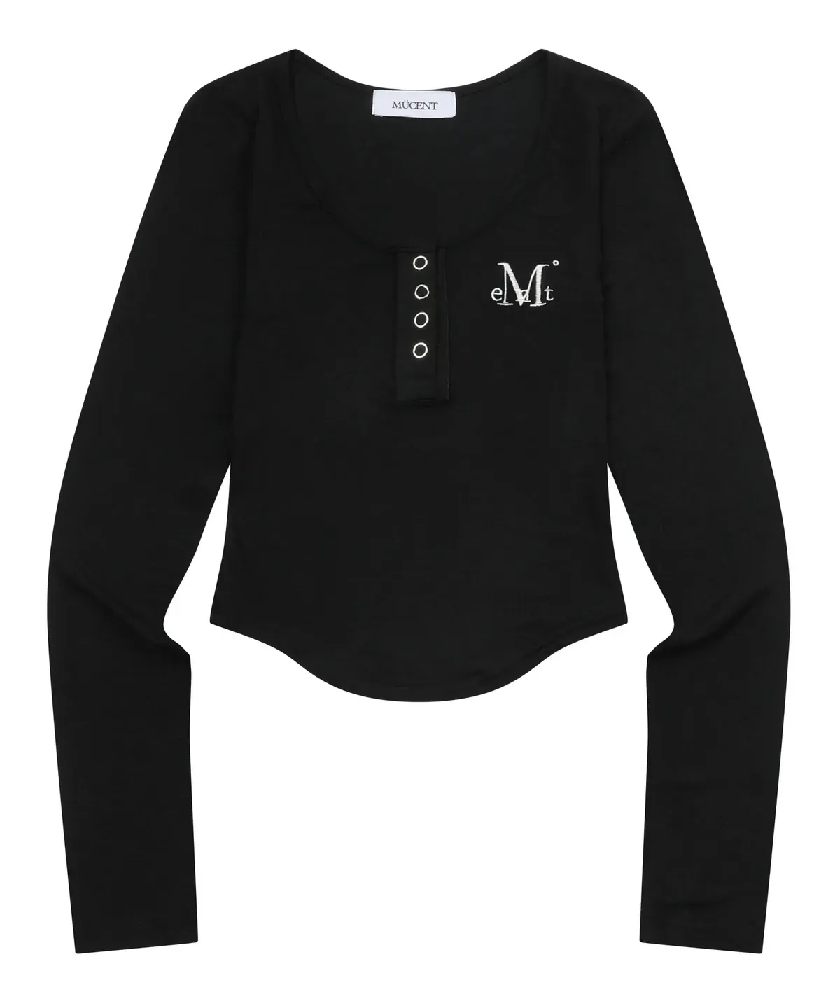 【預購】 MUCENT HARING SIGNATURE LOGO SNAP BUTTON U NECK T 半開扣 刺繡 修身上衣