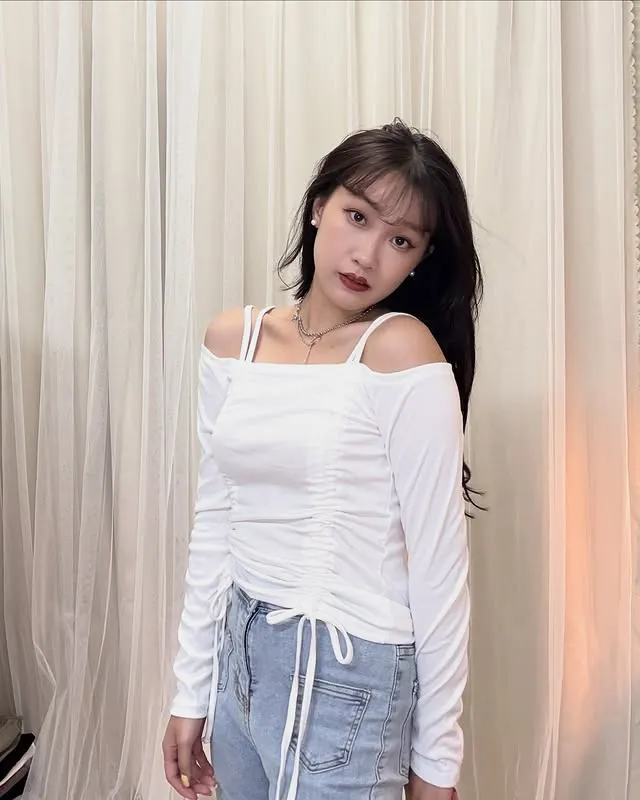 正韓浪漫褶皺肩帶芭蕾衣