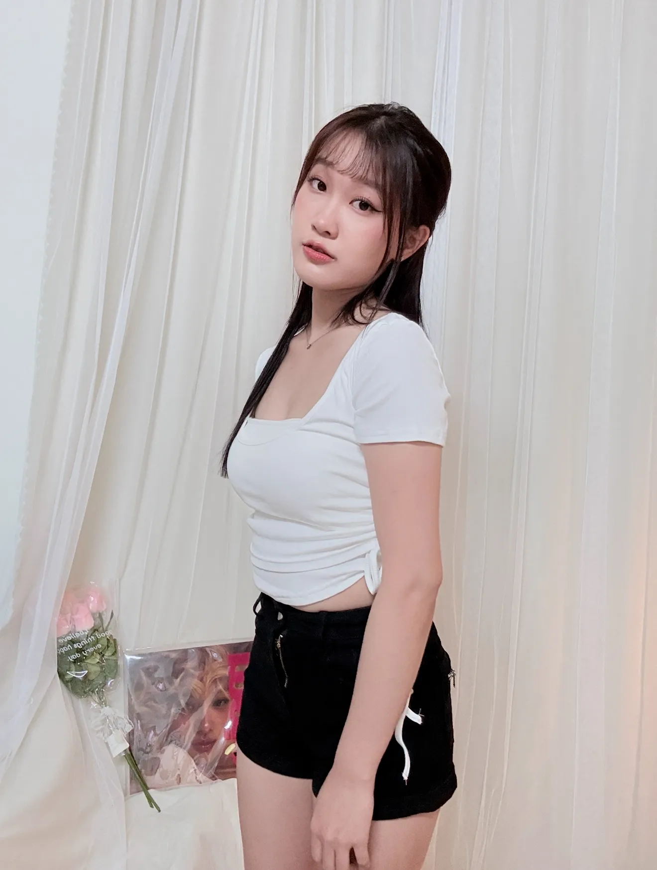 韓系顯瘦-兩側抽繩真兩件式Bratop套裝