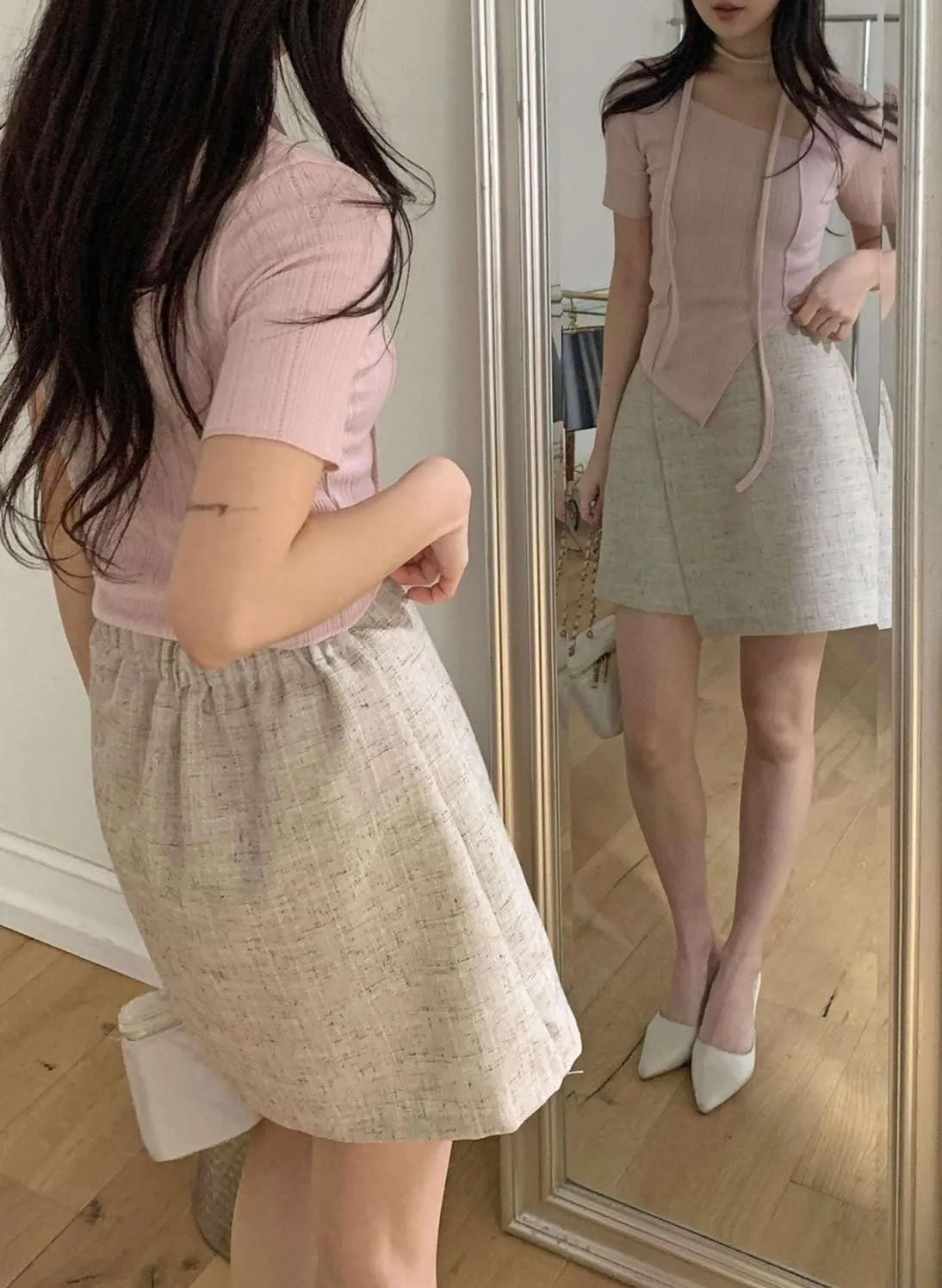 正韓飄帶掛薄針織衫