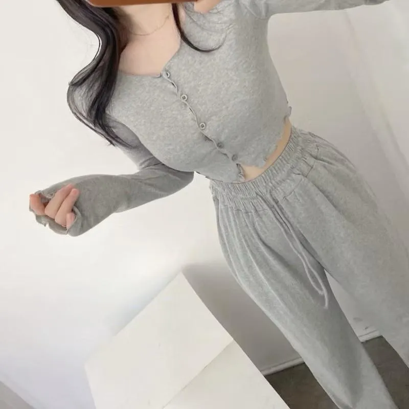 正韓木耳邊休閒兩件套裝