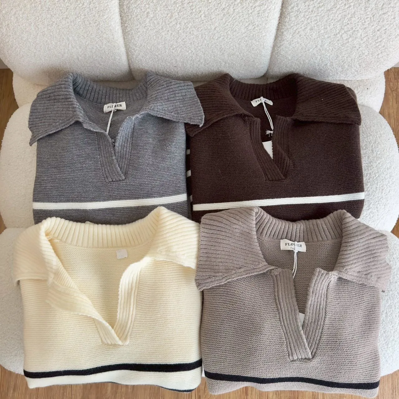 橫條PORO毛衣➕短褲套裝