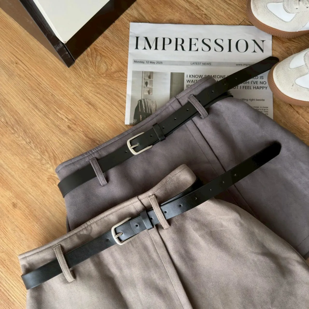 鹿皮絨一片短褲裙