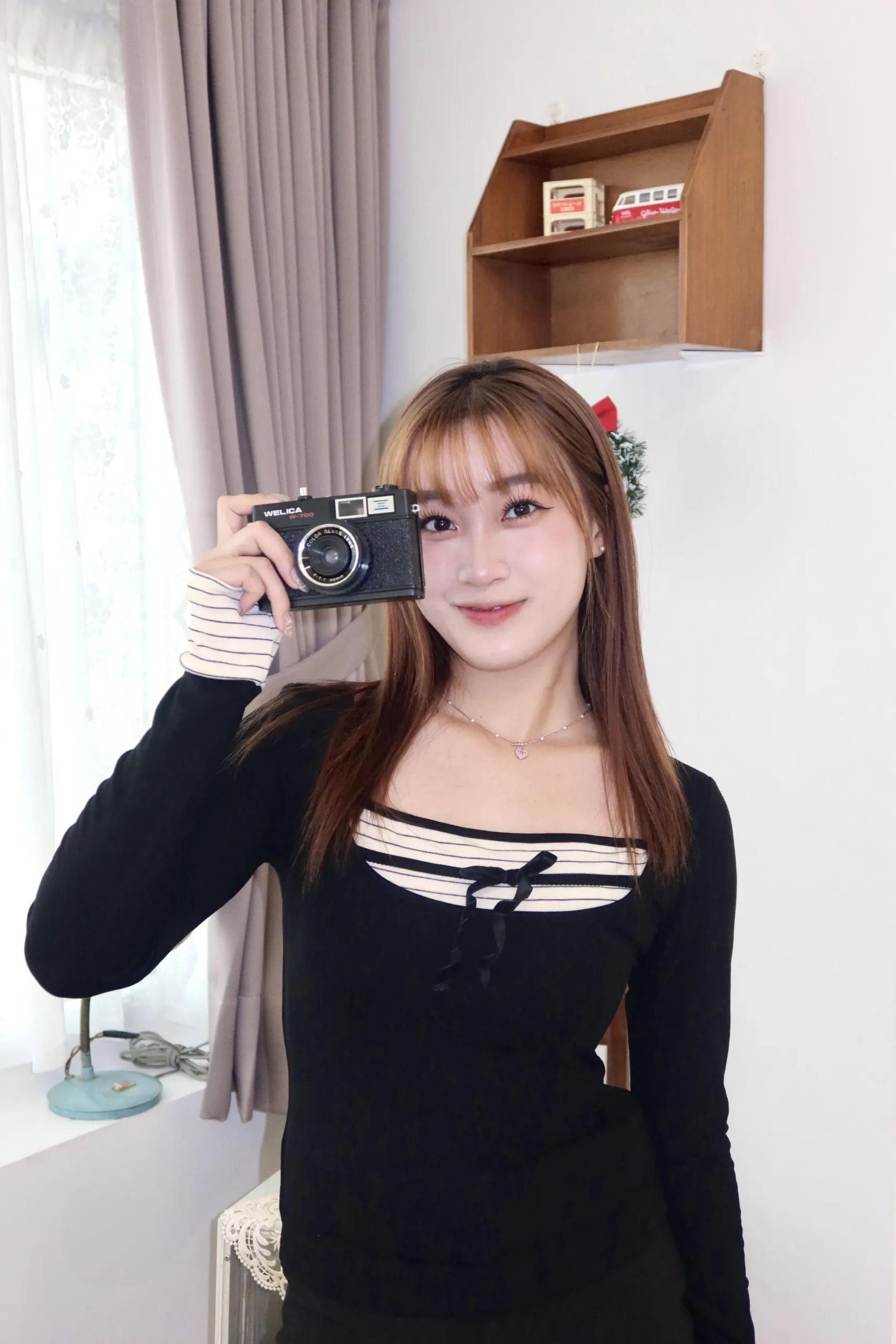 拼接撞色條紋加絨上衣