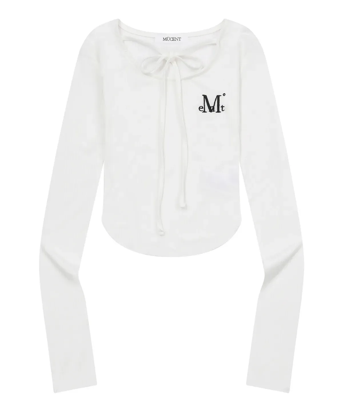 【預購】 MUCENT VERION STRAP RIBBON LONG SLEEVE T 繞脖 綁脖 下圓弧修身上衣