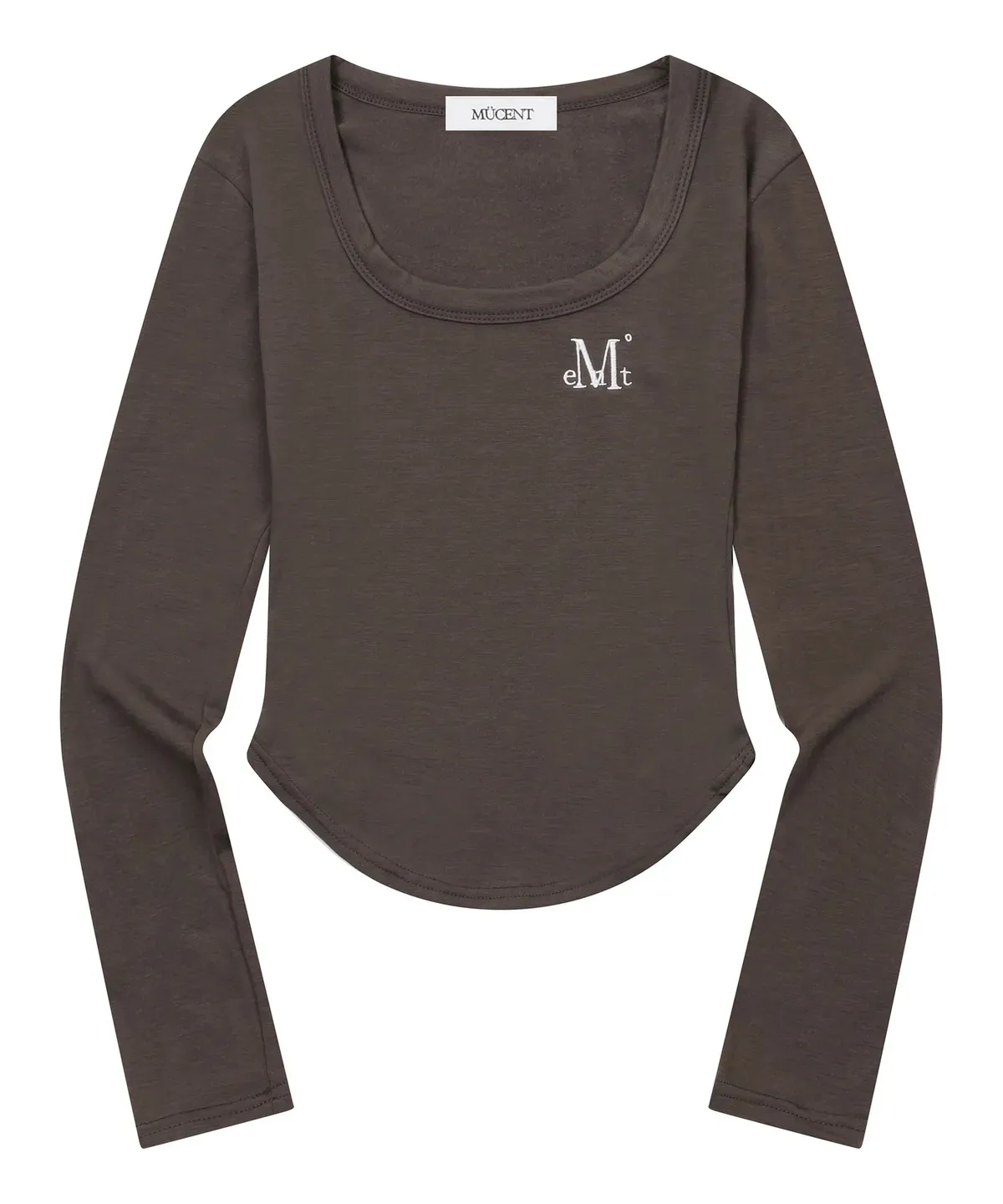 【預購】 MUCENTMARIEL SQUARE NECK CROP T 大圓領 素面 刺繡上衣 打底衣