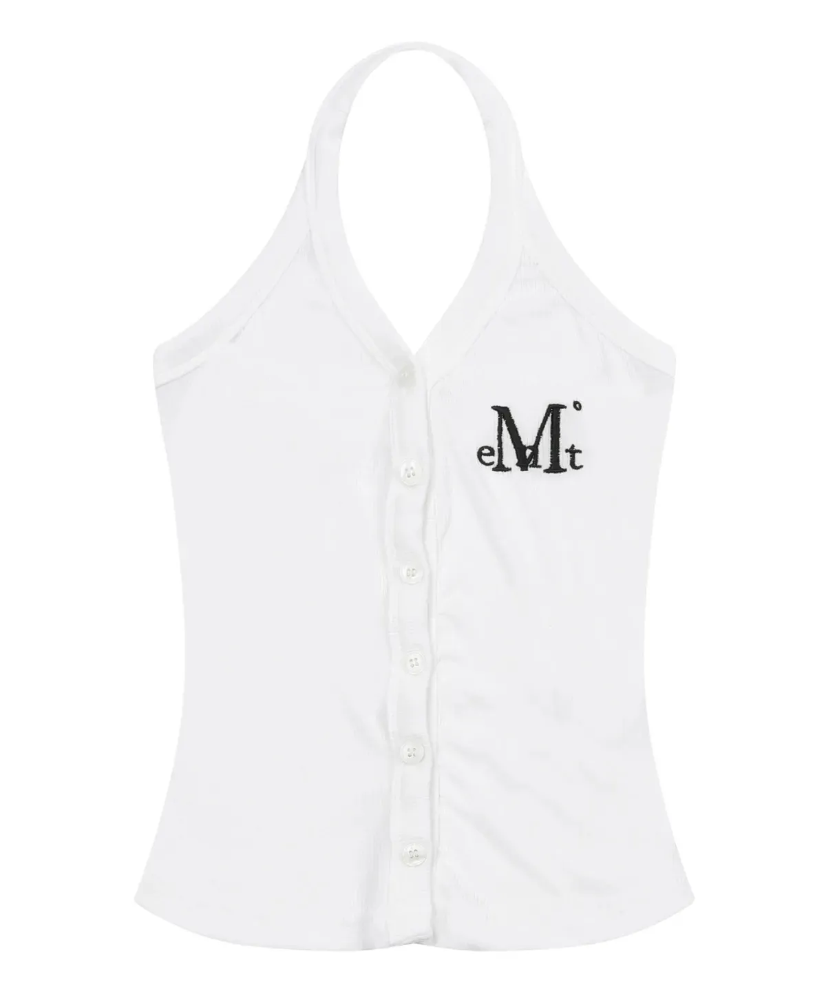 【預購】 MUCENT MERA HALTER NECK CROP SLEEVELESS 前抓皺  排扣 掛脖背心