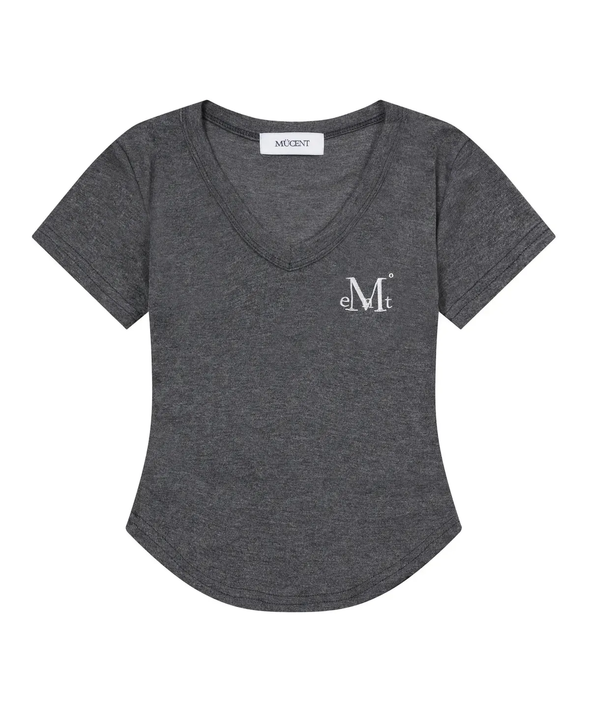 【預購】 MUCENT VELIN V-NECK CROP HALF T 刺繡 V領 修身上衣