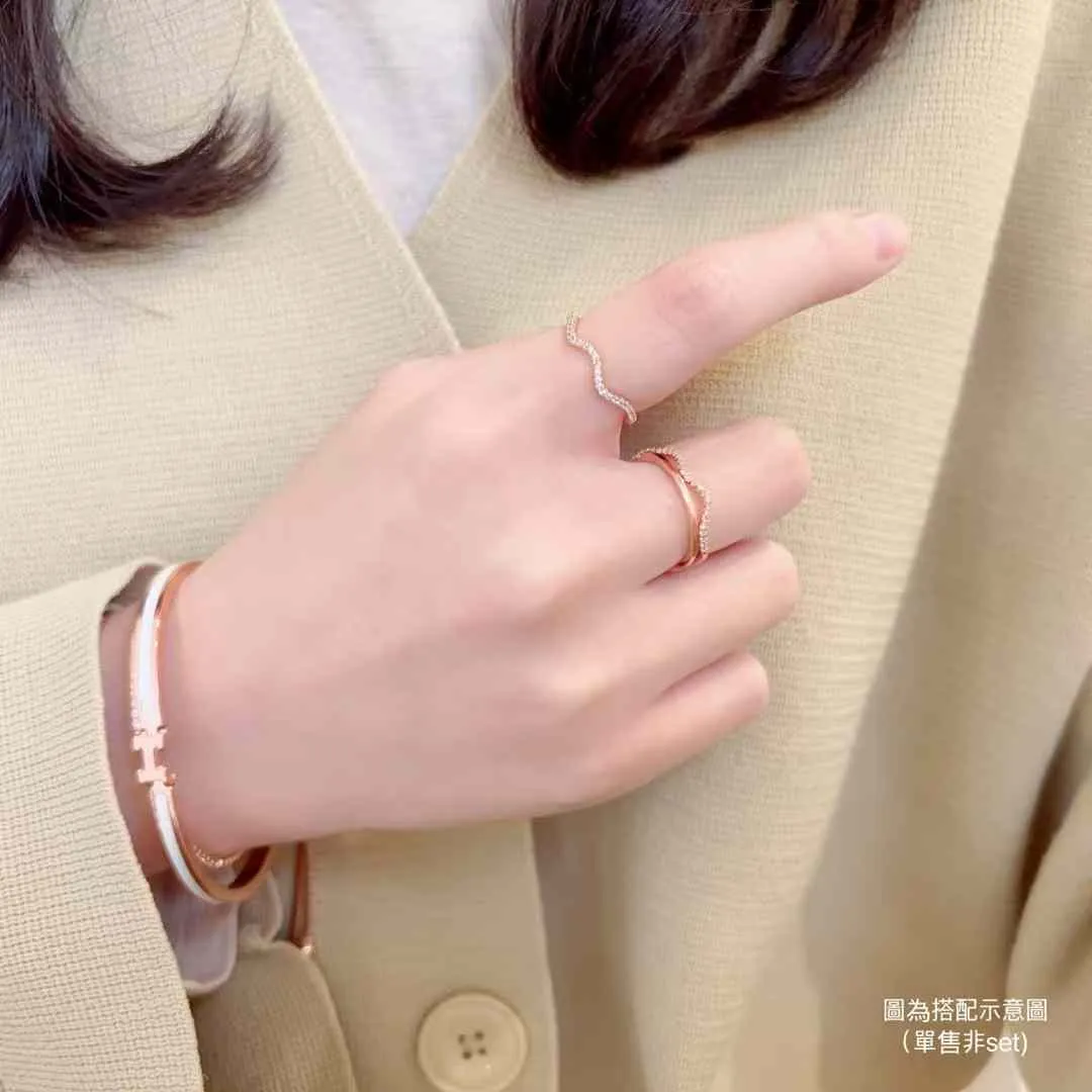 簡約波浪碎鑽細戒（合金）