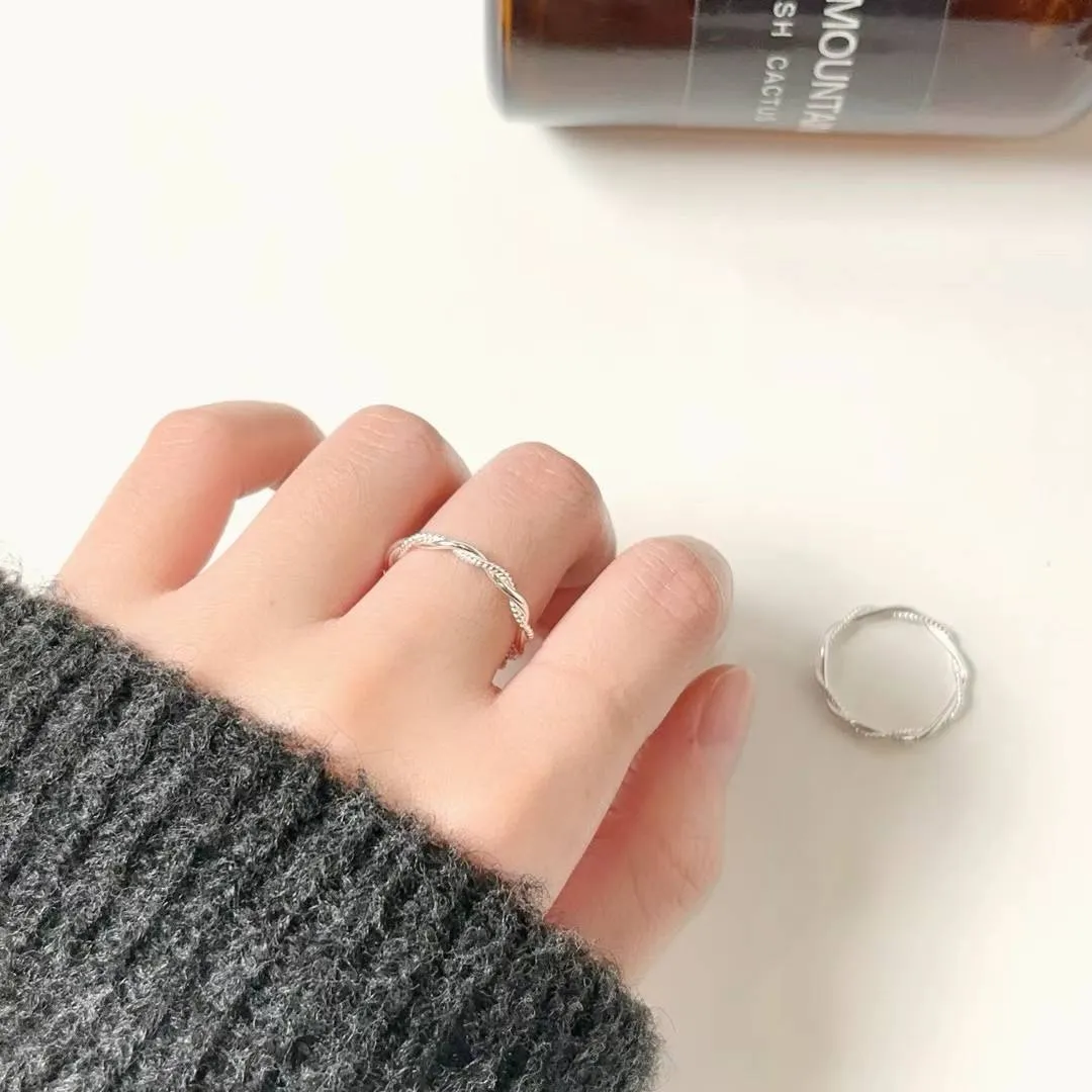 925純銀疊層螺旋線圈戒指