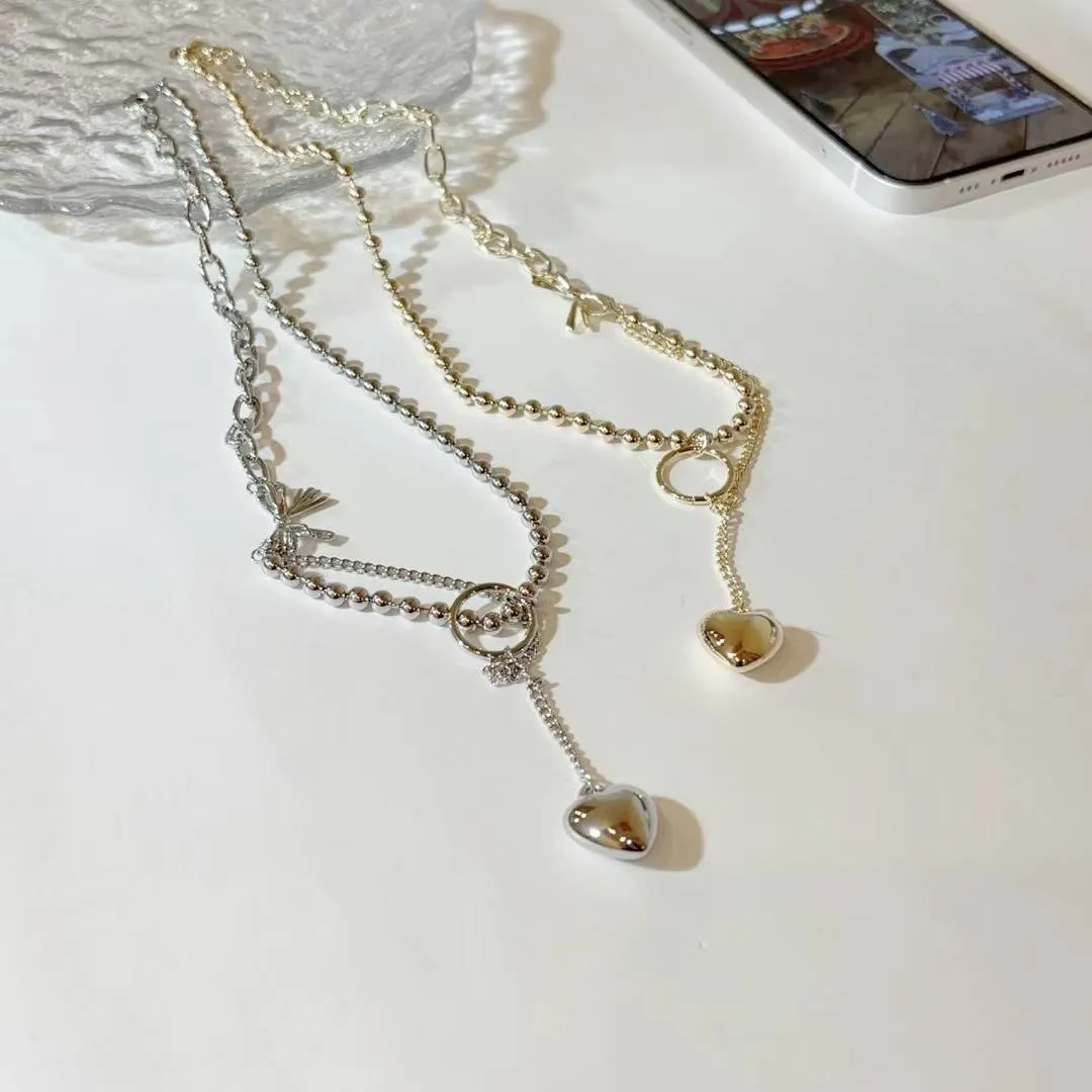 直播爆款-圓珠重工風蝴蝶結愛心項鍊