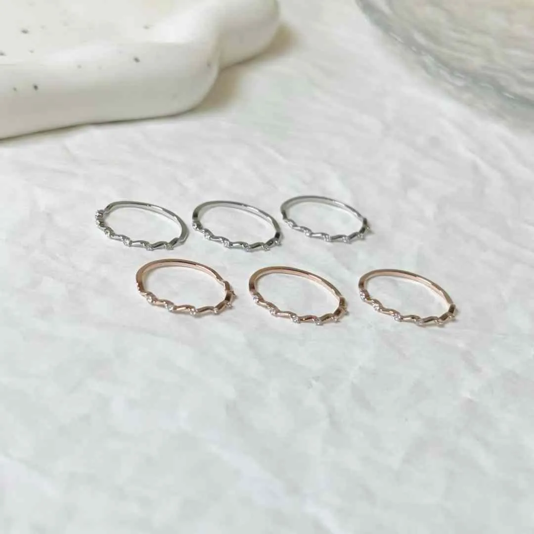 氣質水鑽波紋戒指