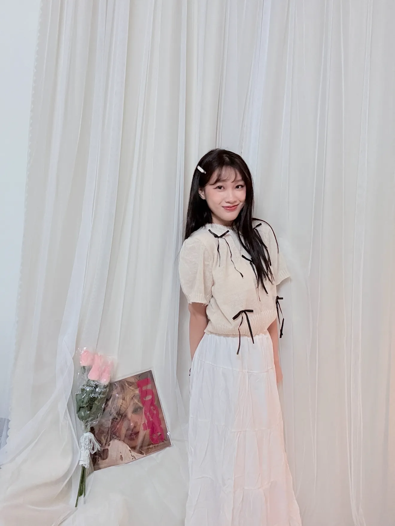 公主氣質-蝴蝶結甜美短款針織短袖上衣