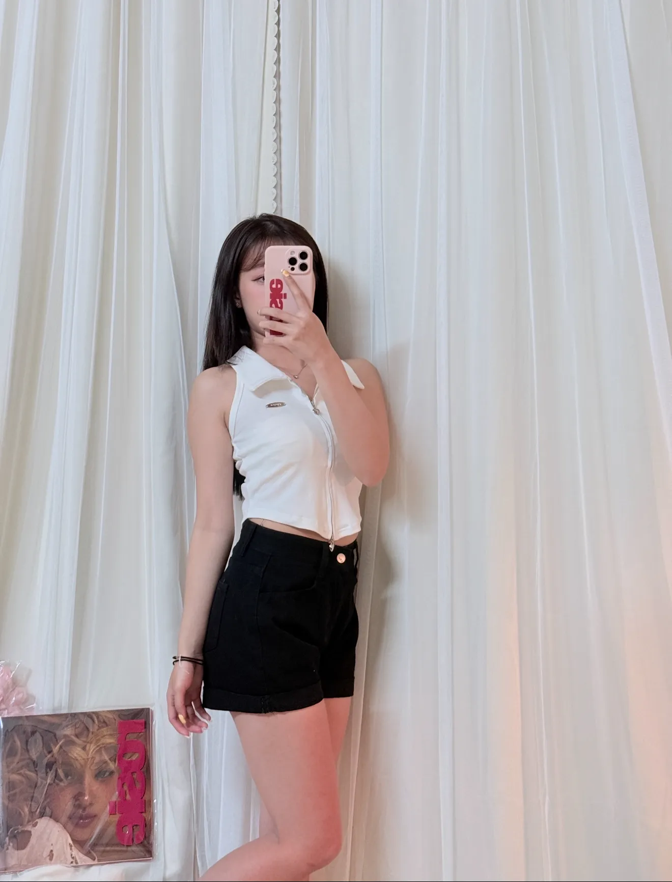 副乳bye-愛心拉鍊削肩超顯瘦背心