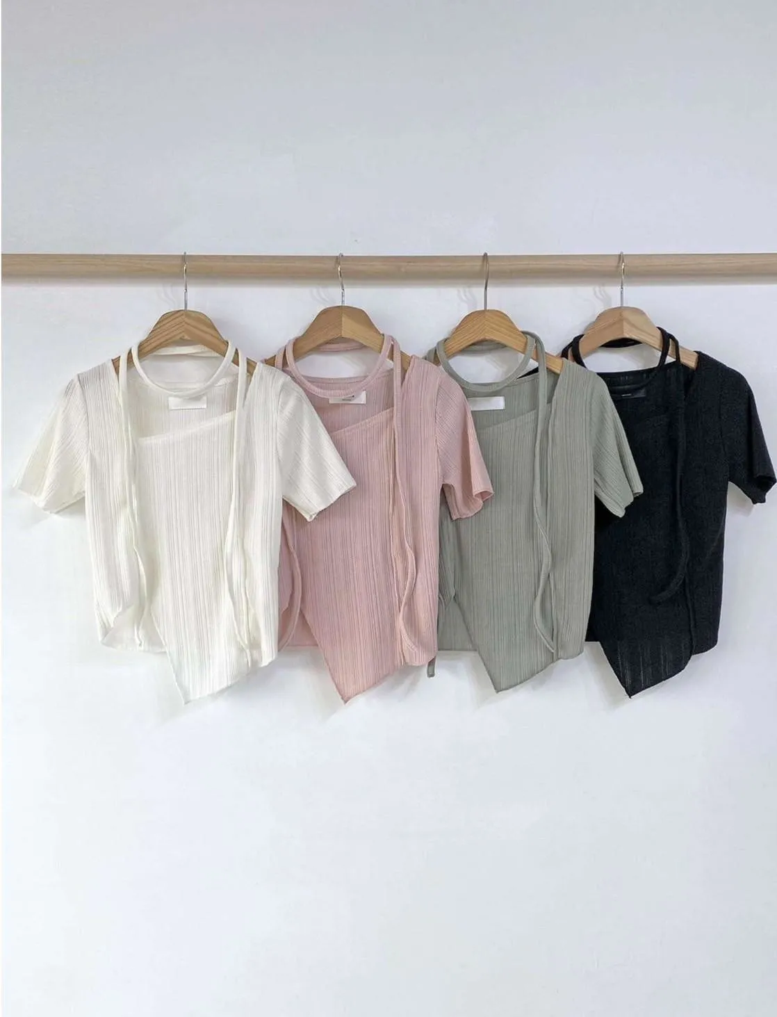 正韓飄帶掛薄針織衫