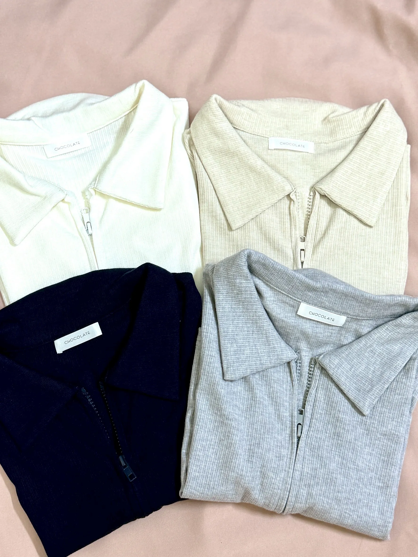 韓系穿搭-翻領雙拉鍊涼感短袖上衣