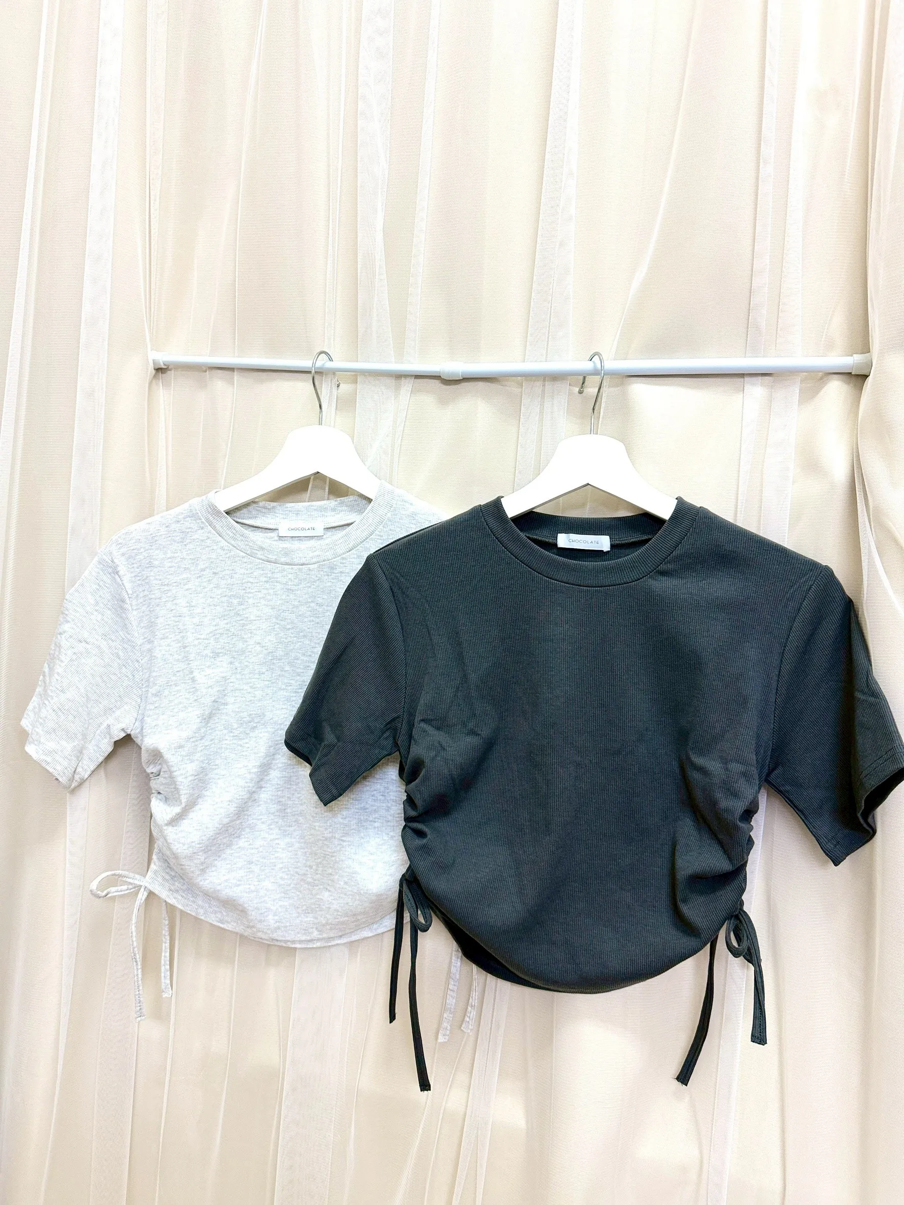 韓風日常-下抽繩圓領短T