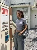 正韓翻領拉鍊側抓皺綁帶上衣