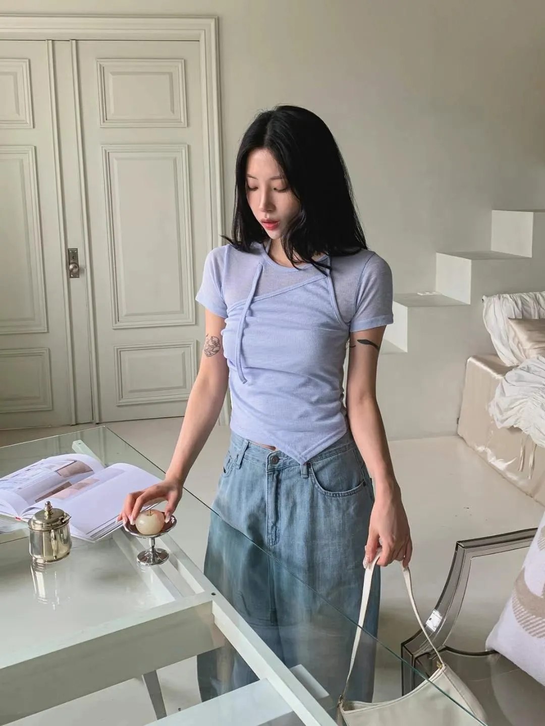 正韓不規則修身上衣 