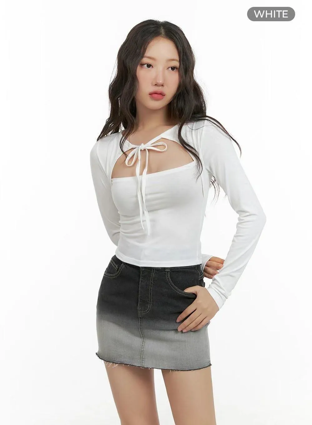 正韓吊帶短外套蝴蝶結喇叭袖上衣