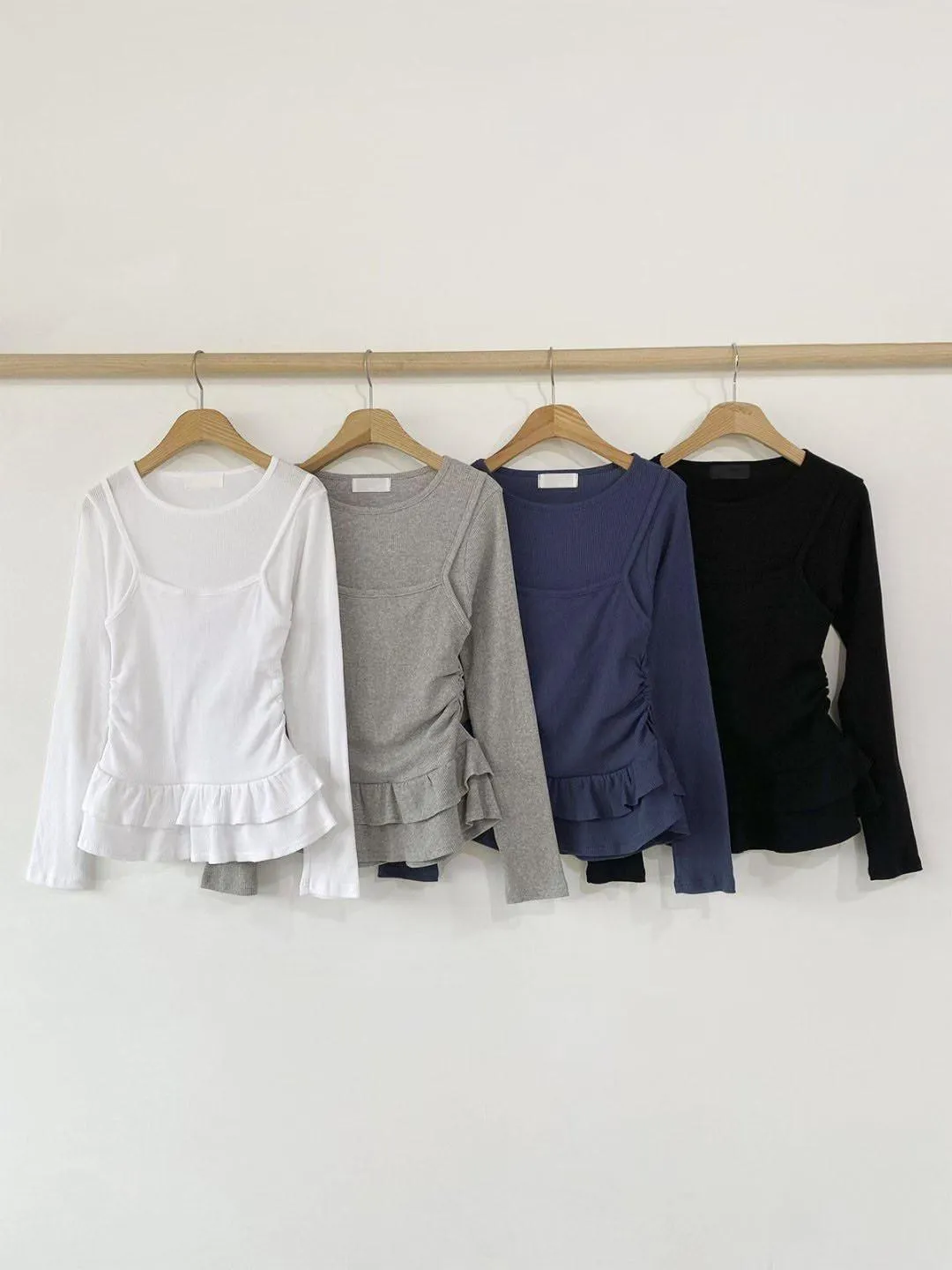 正韓假兩件波浪裙上衣