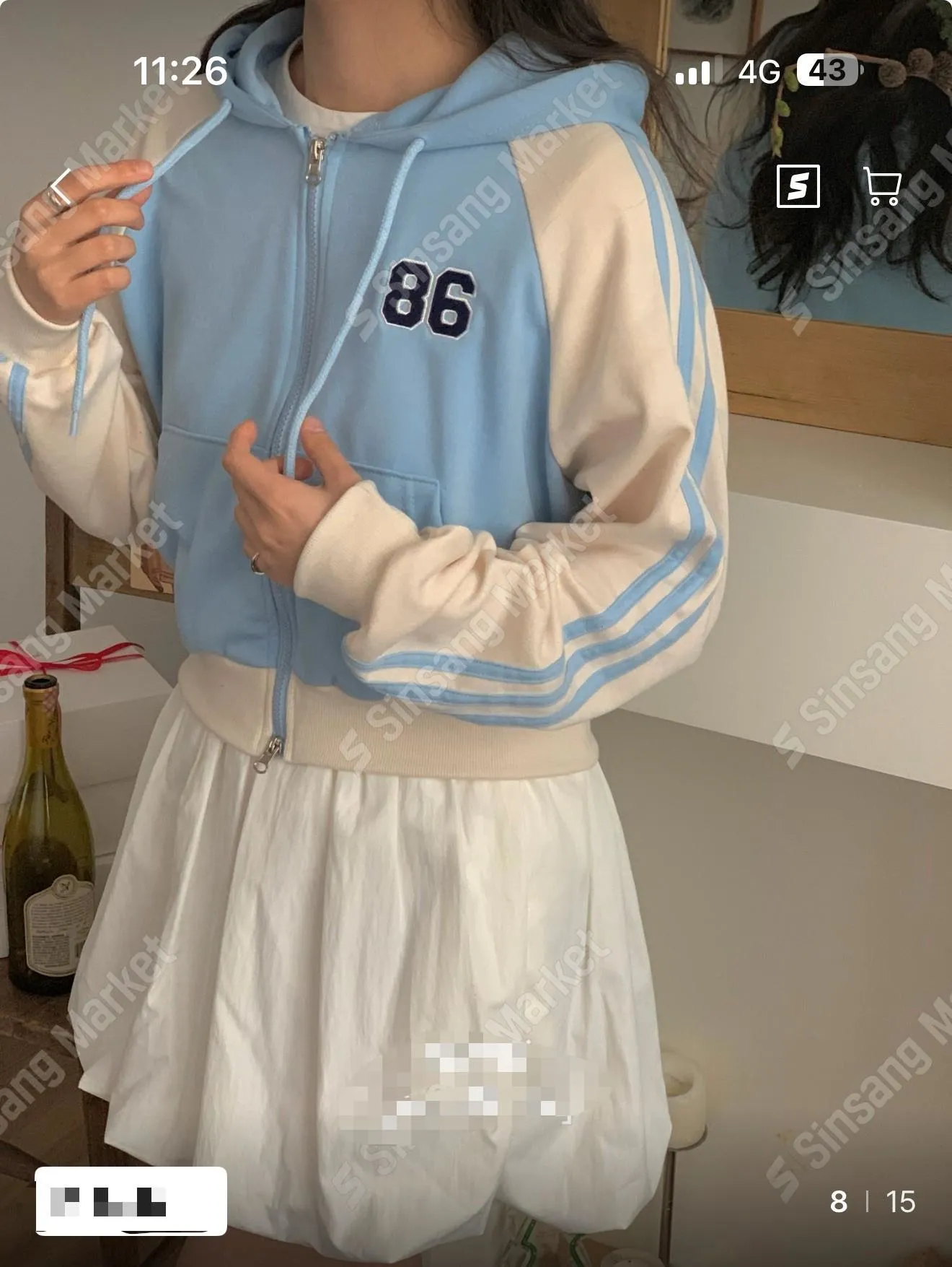 正韓雙色拼線連帽拉鍊外套