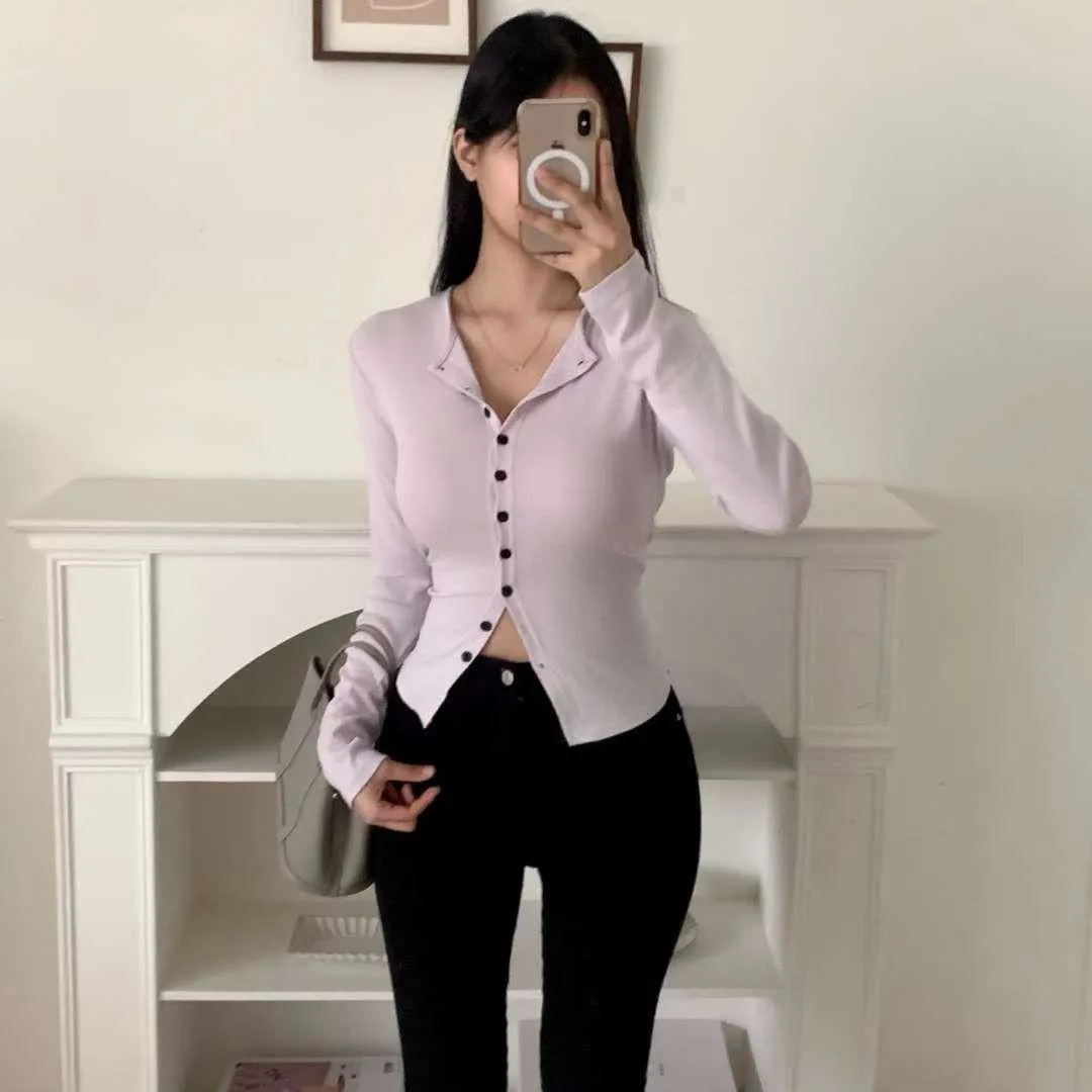 正韓日常鈕扣開衫上衣