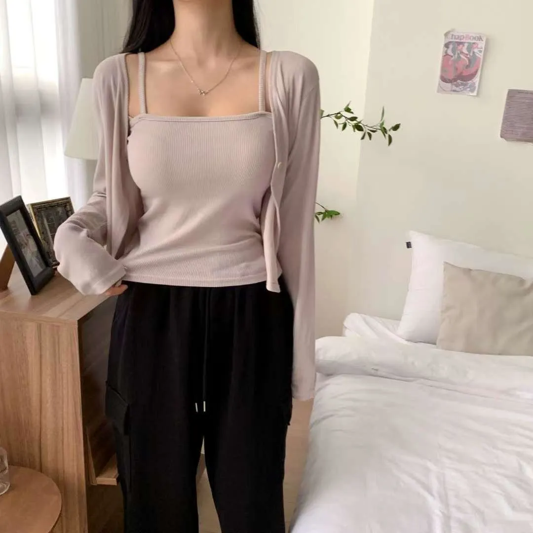 正韓基礎直條紋兩件套