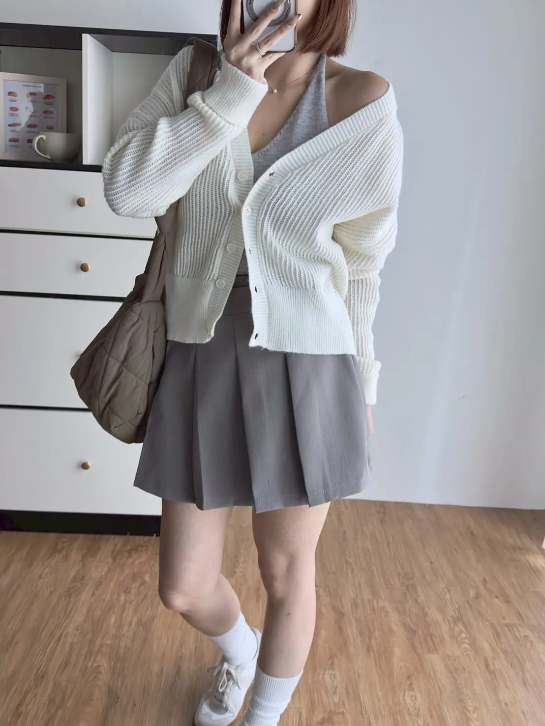 綁帶造型百褶西裝短裙