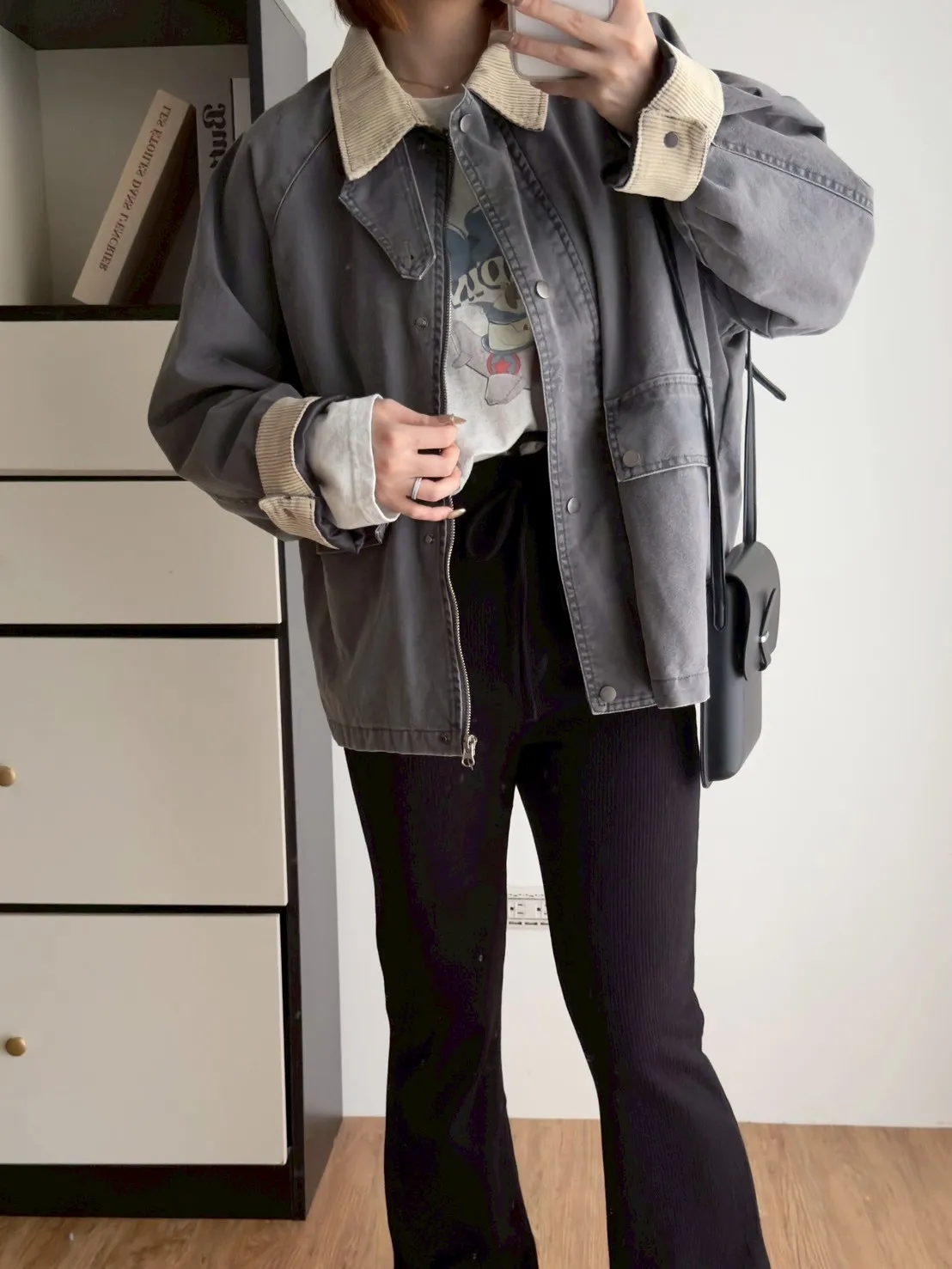 牛仔撞色領外套