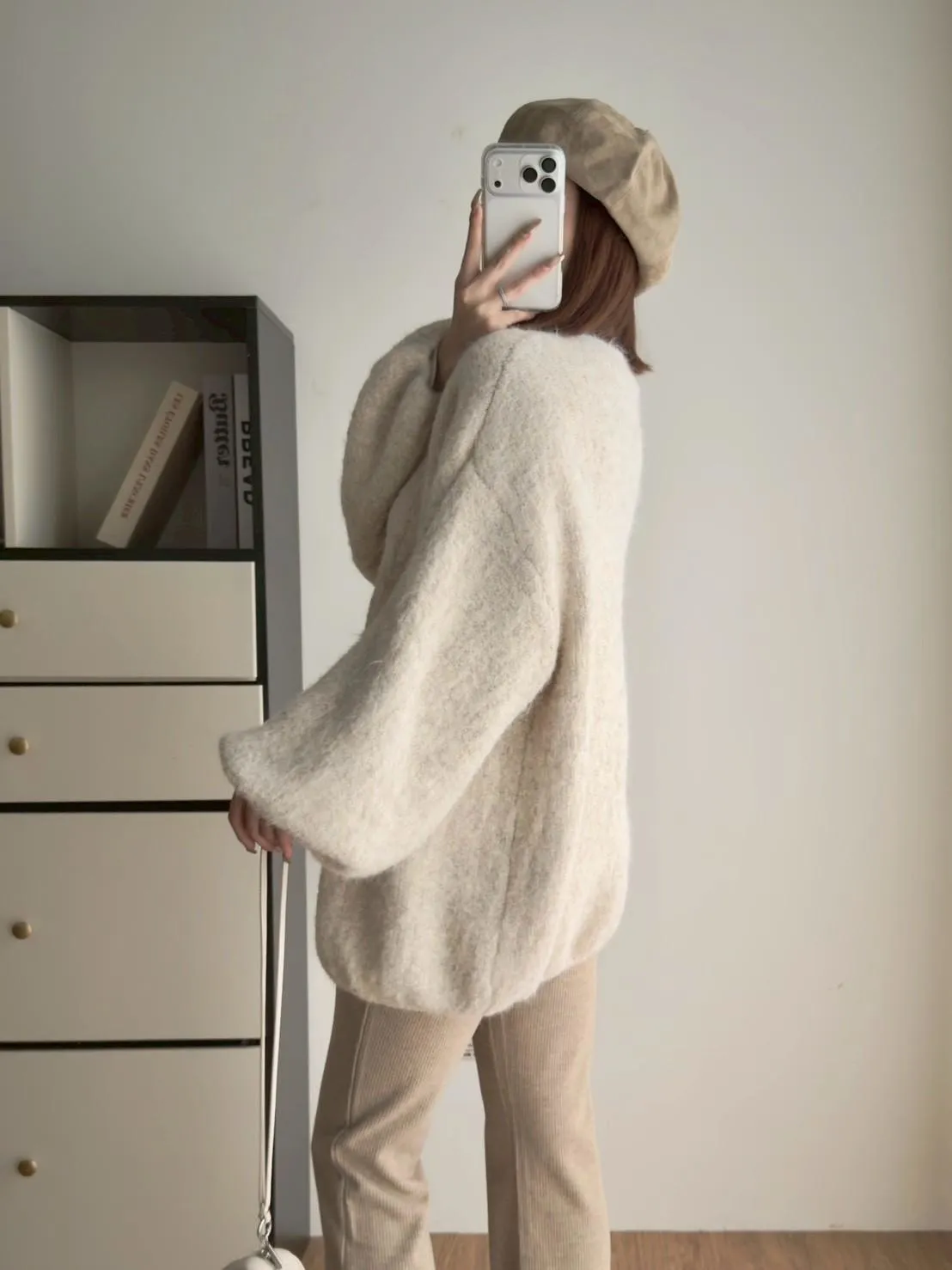 奶糯馬海毛泡袖罩衫外套