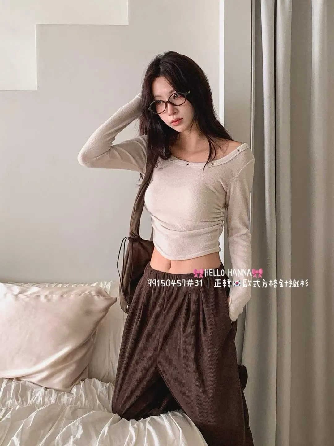 正韓歐式方格針織衫