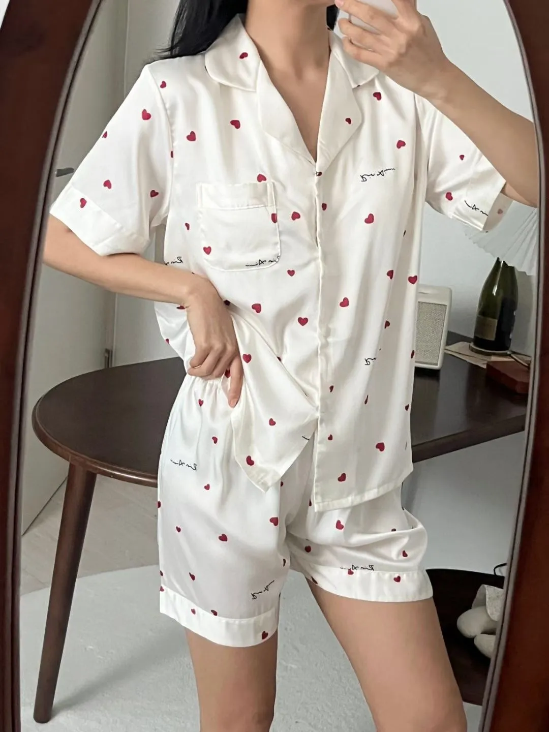 正韓親膚涼感睡衣套裝（自帶胸）