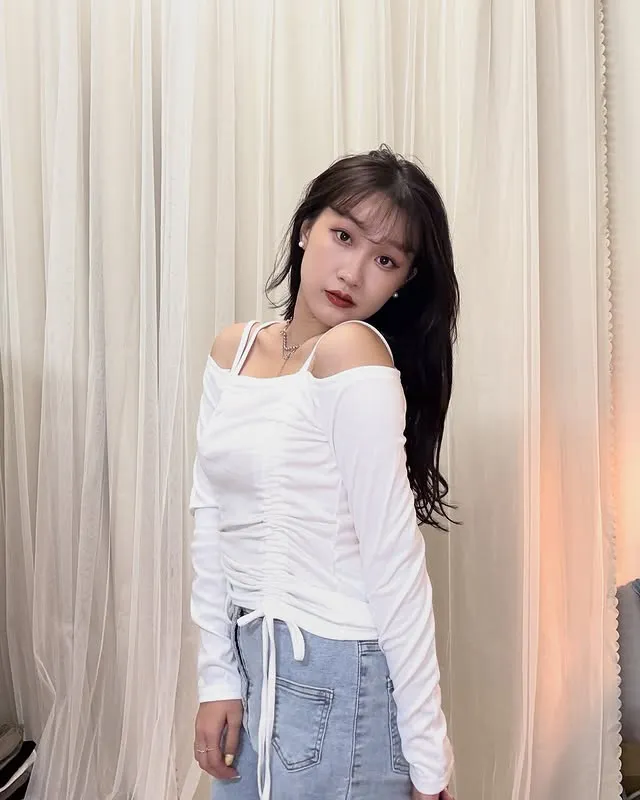 正韓浪漫褶皺肩帶芭蕾衣