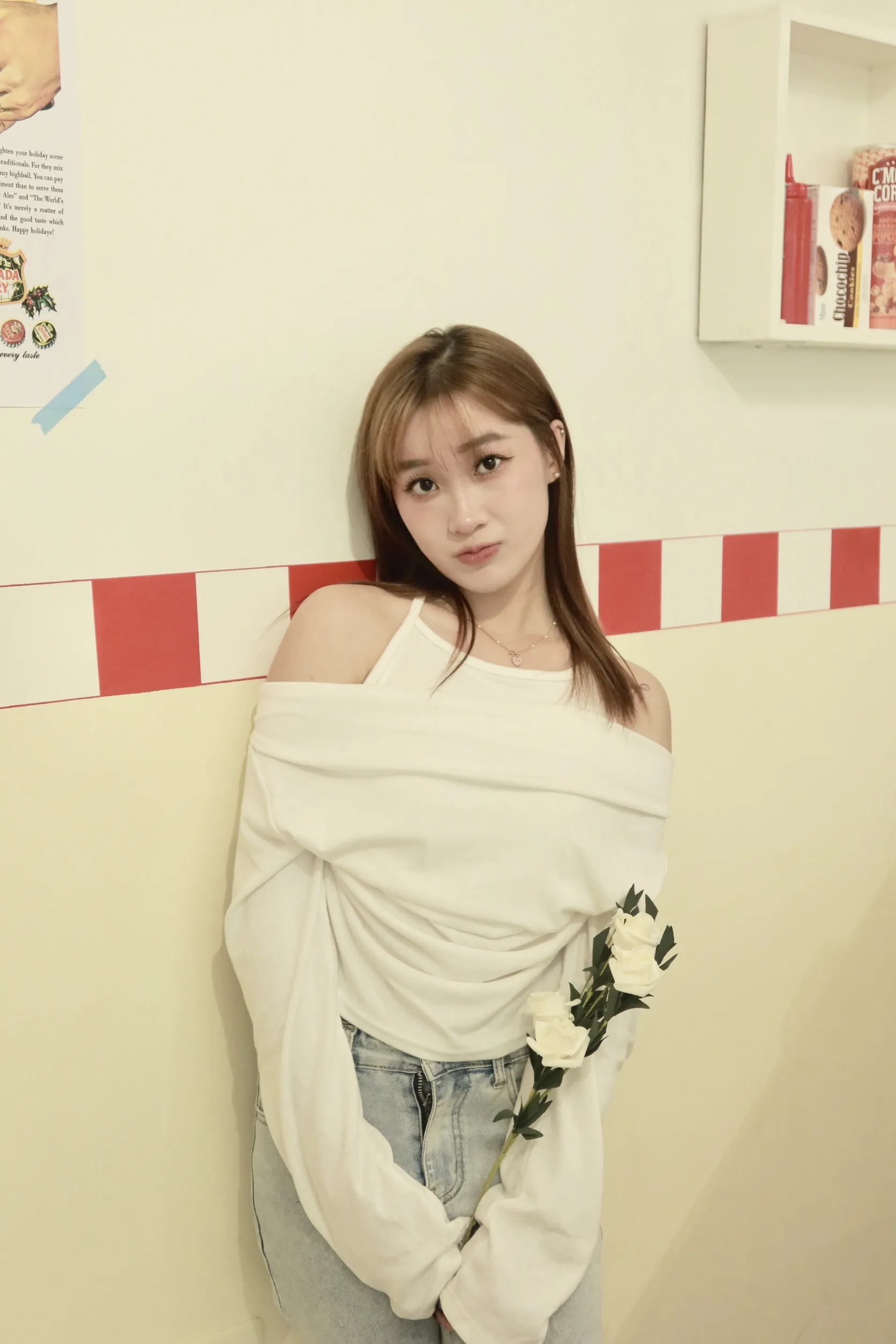 正韓無袖掛脖褶皺T恤