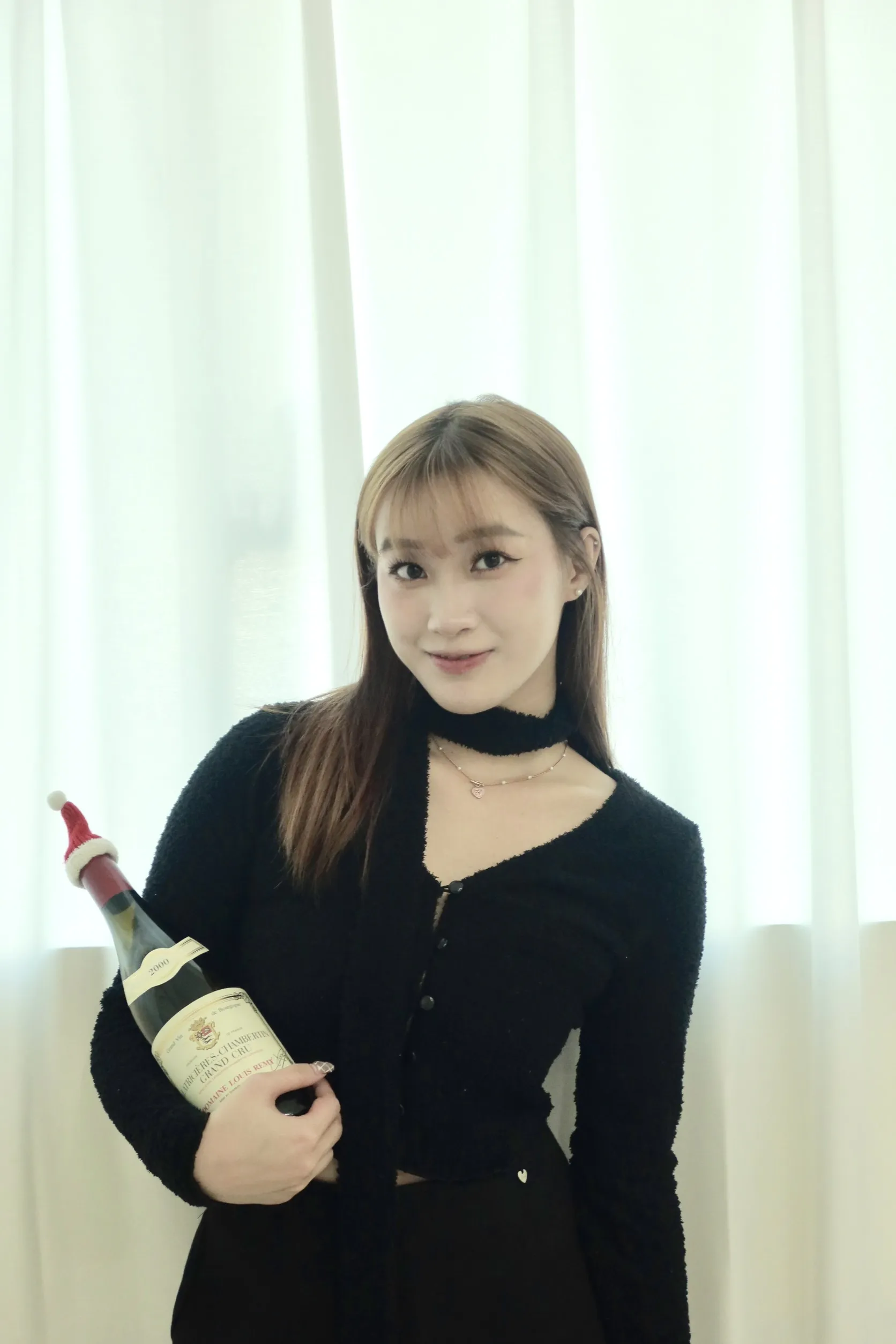 正韓QQ毛圍巾鈕扣套裝