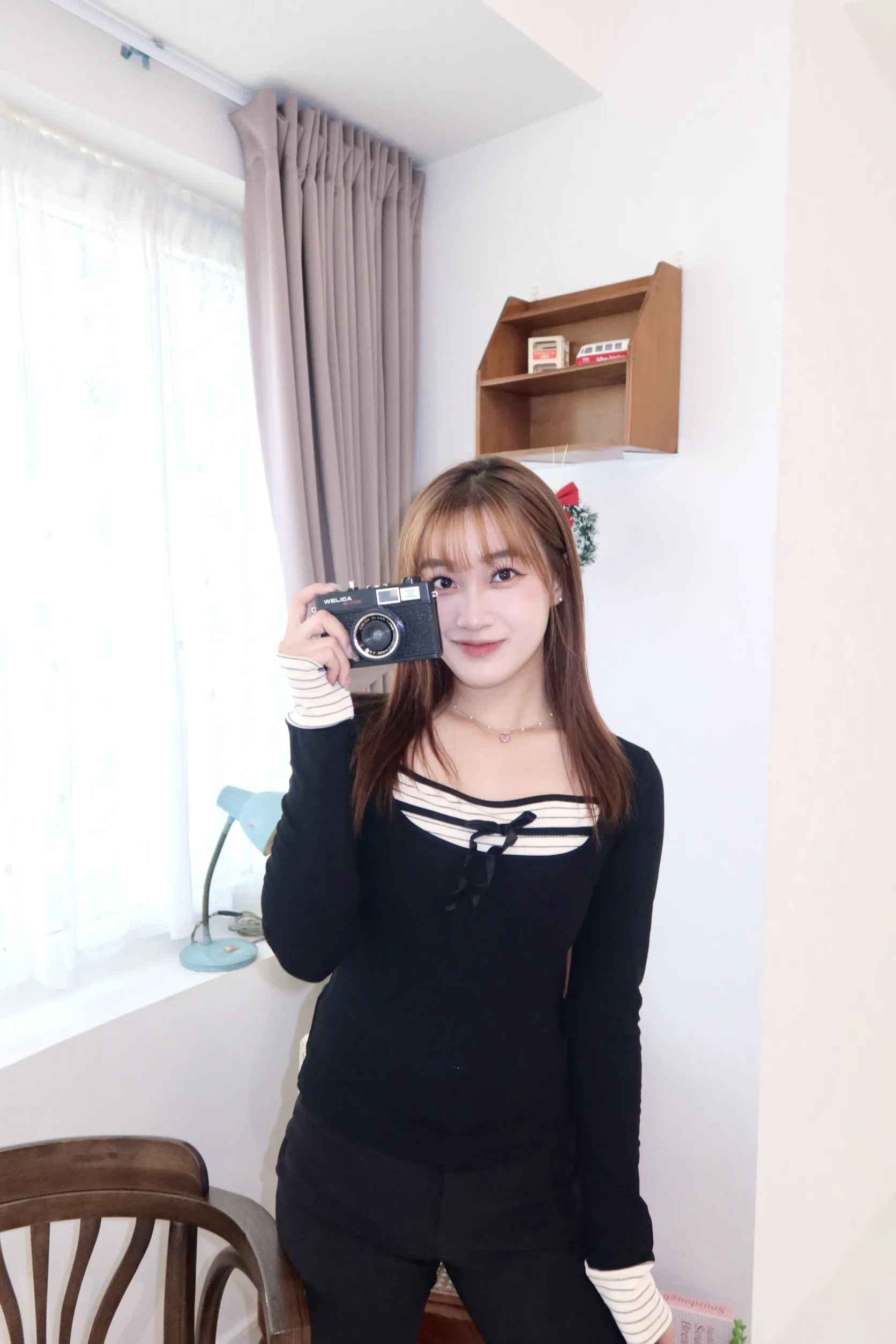 拼接撞色條紋加絨上衣