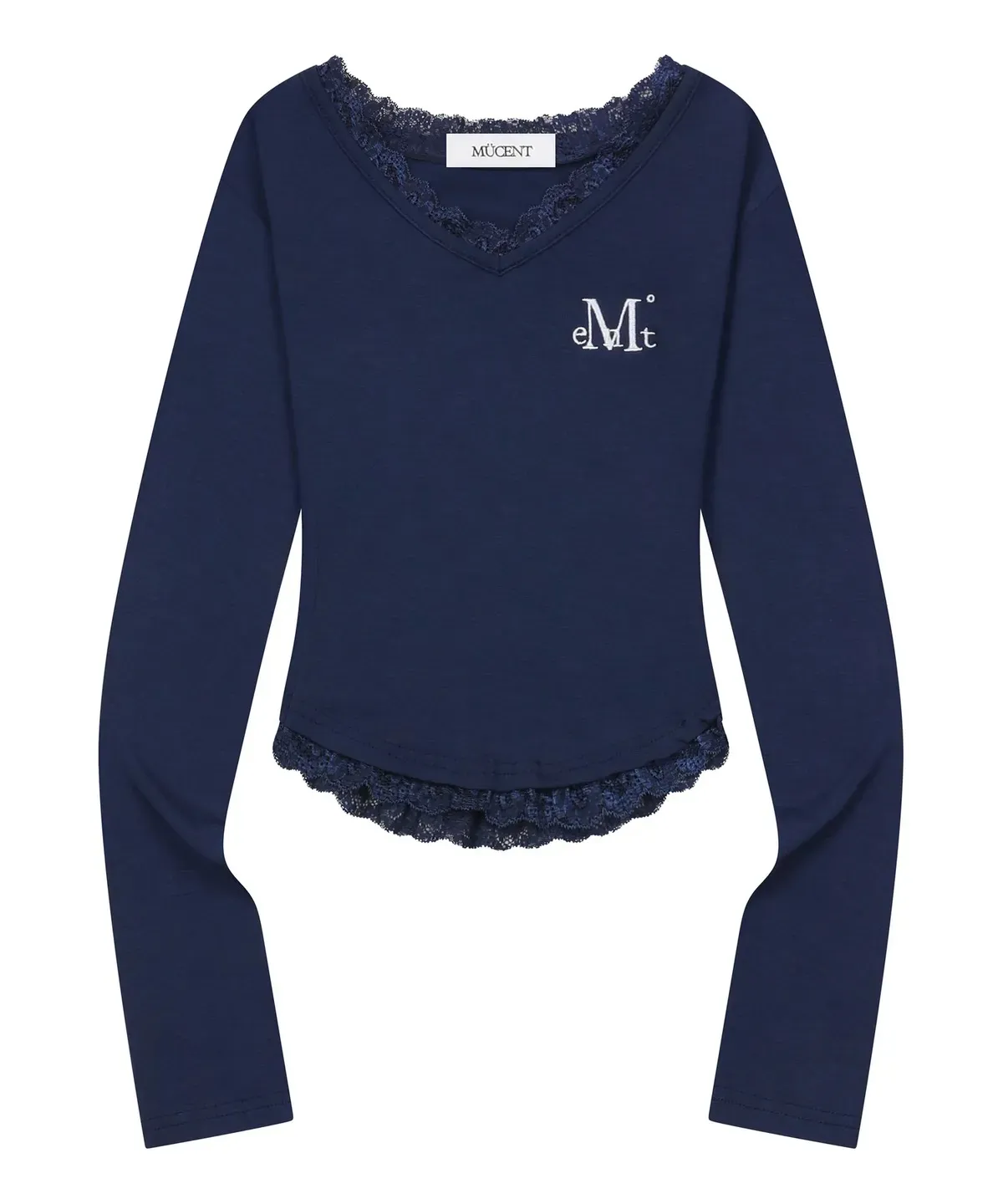 【預購】 MUCENT SUNNIOR LACE V-NECK LONG SLEEVE T 熱銷款 蕾絲 Ｖ領修身上衣