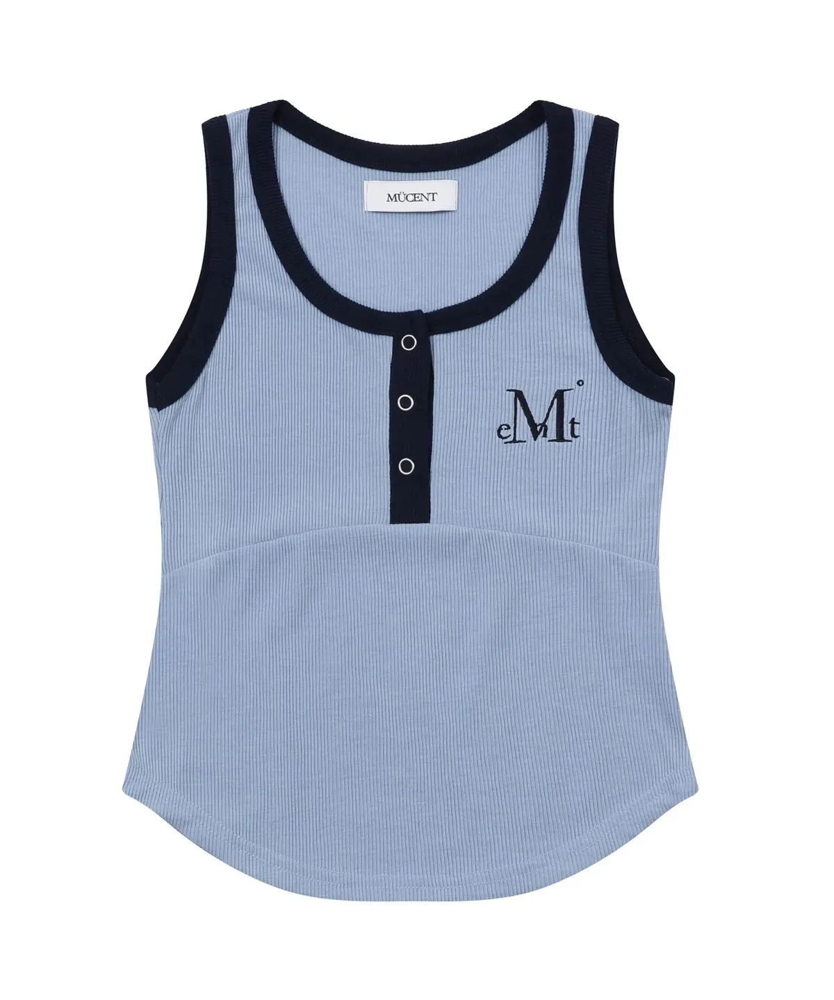 【預購】 MUCENT COLOR-POP BUTTON CROP SLEEVELESS 滾邊 配色 下圓弧 修身背心