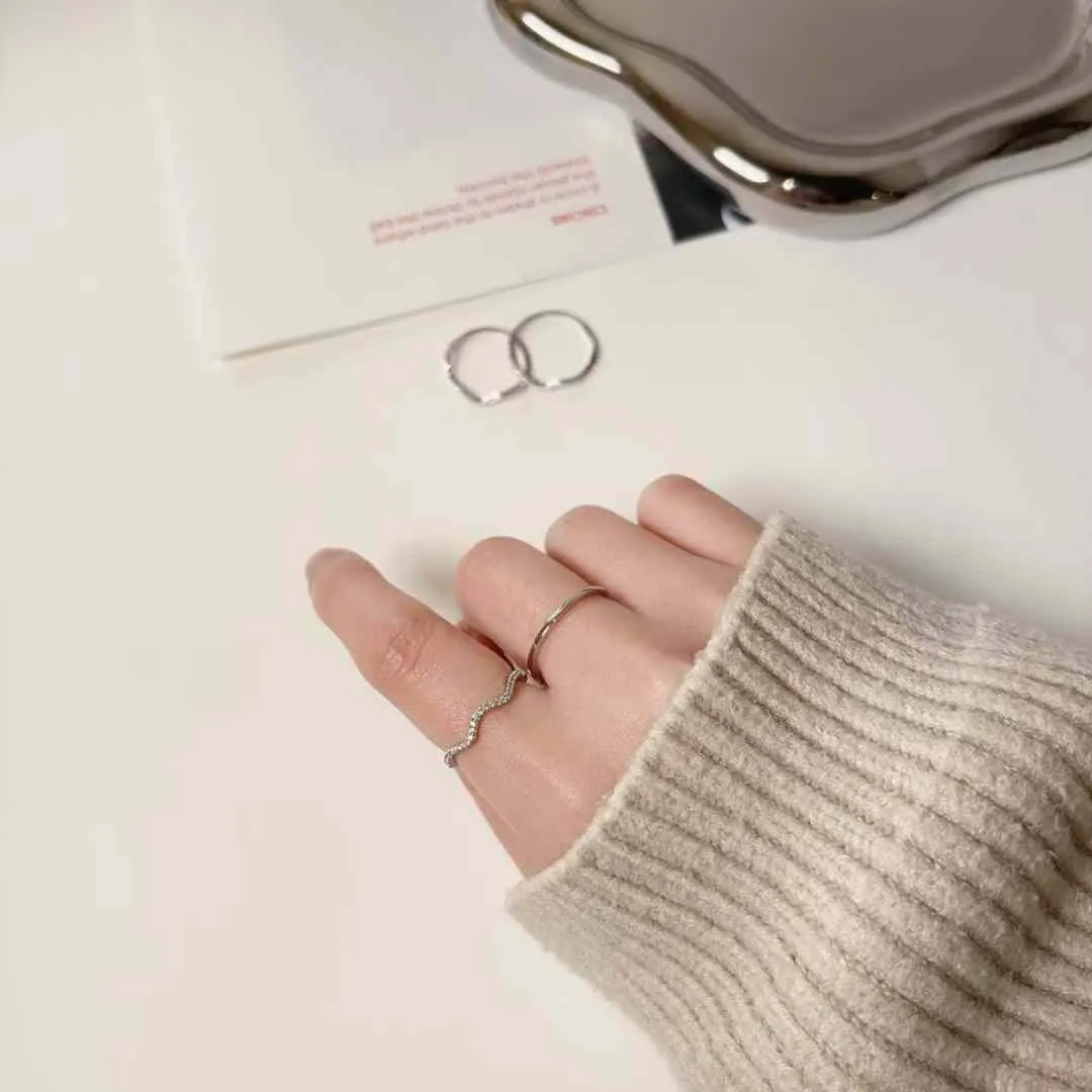 簡約波浪碎鑽細戒（合金）